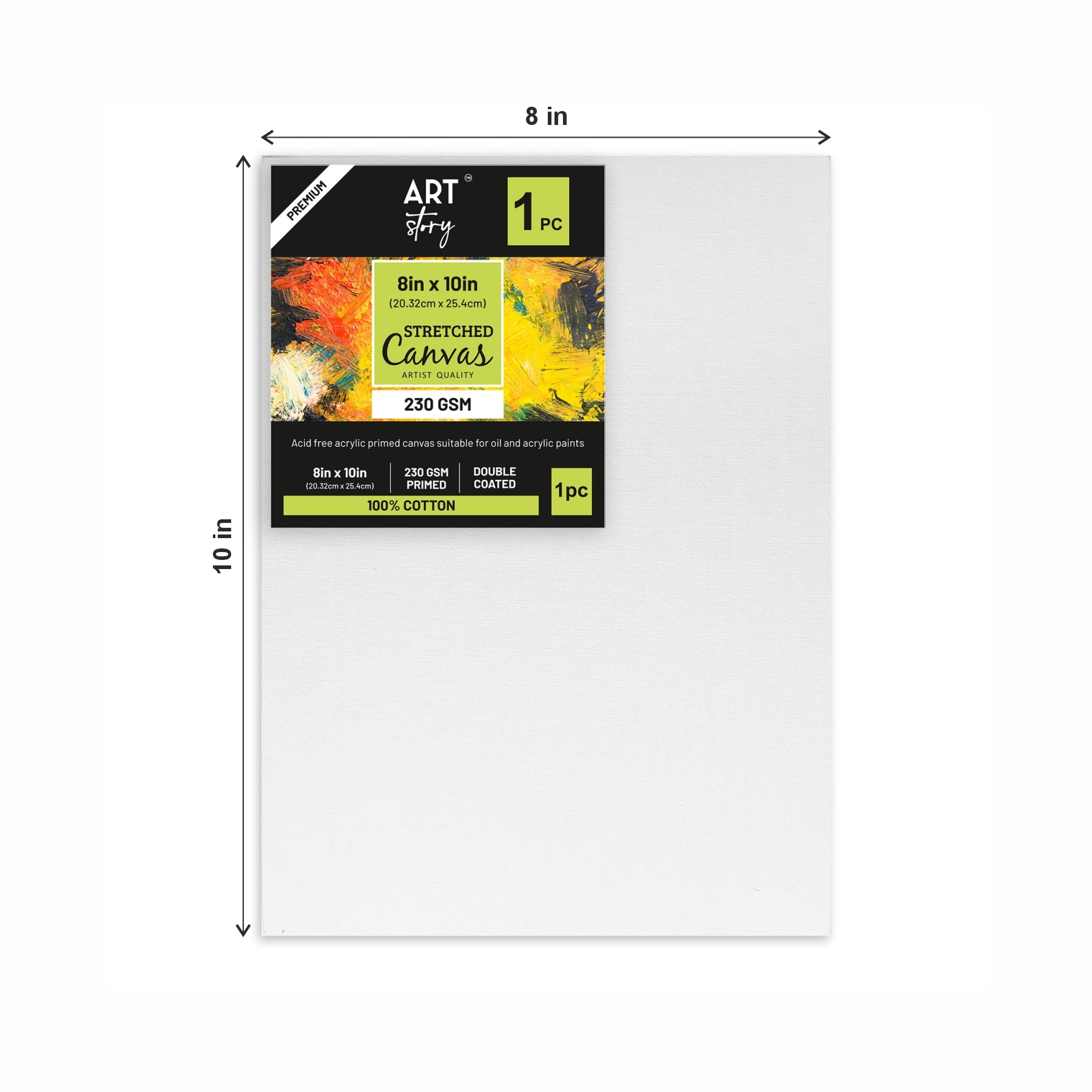 Eco Stretched Canvas Frame 12X12Mm 230Gsm 8 X 10Inch 1Pc