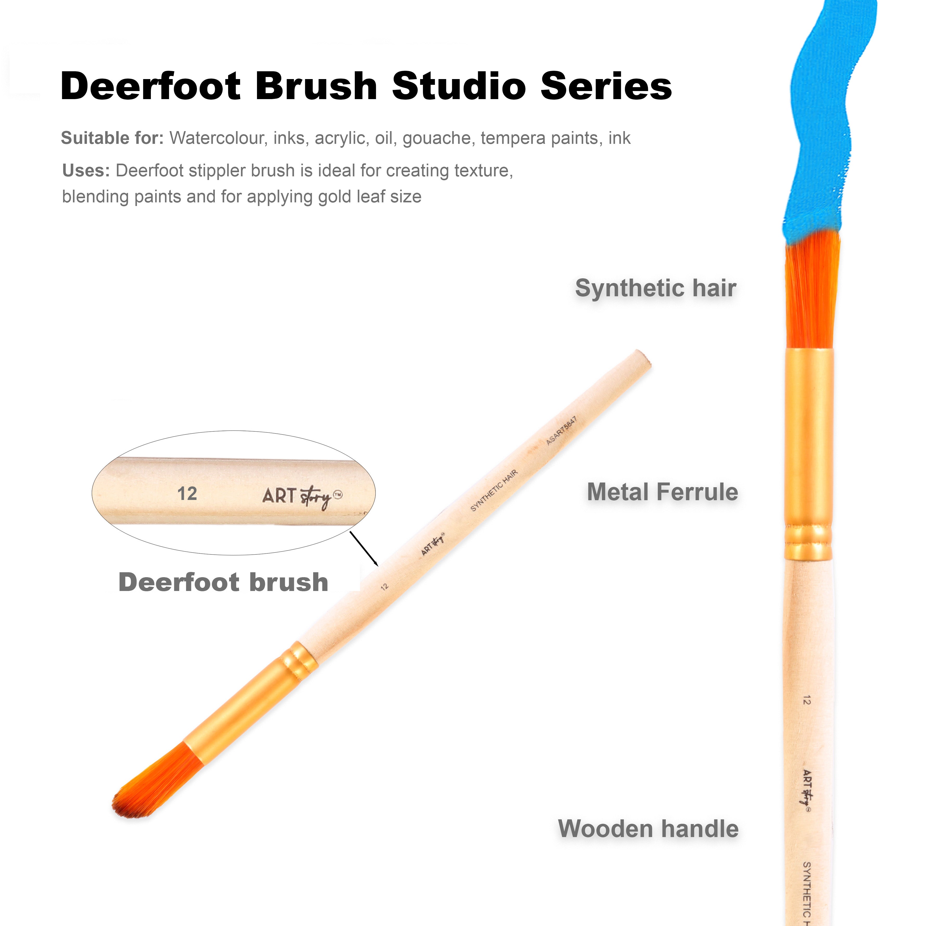 Deer Foot Brush Synthetic Hair Size 12 Handle Length 150mm 1pc