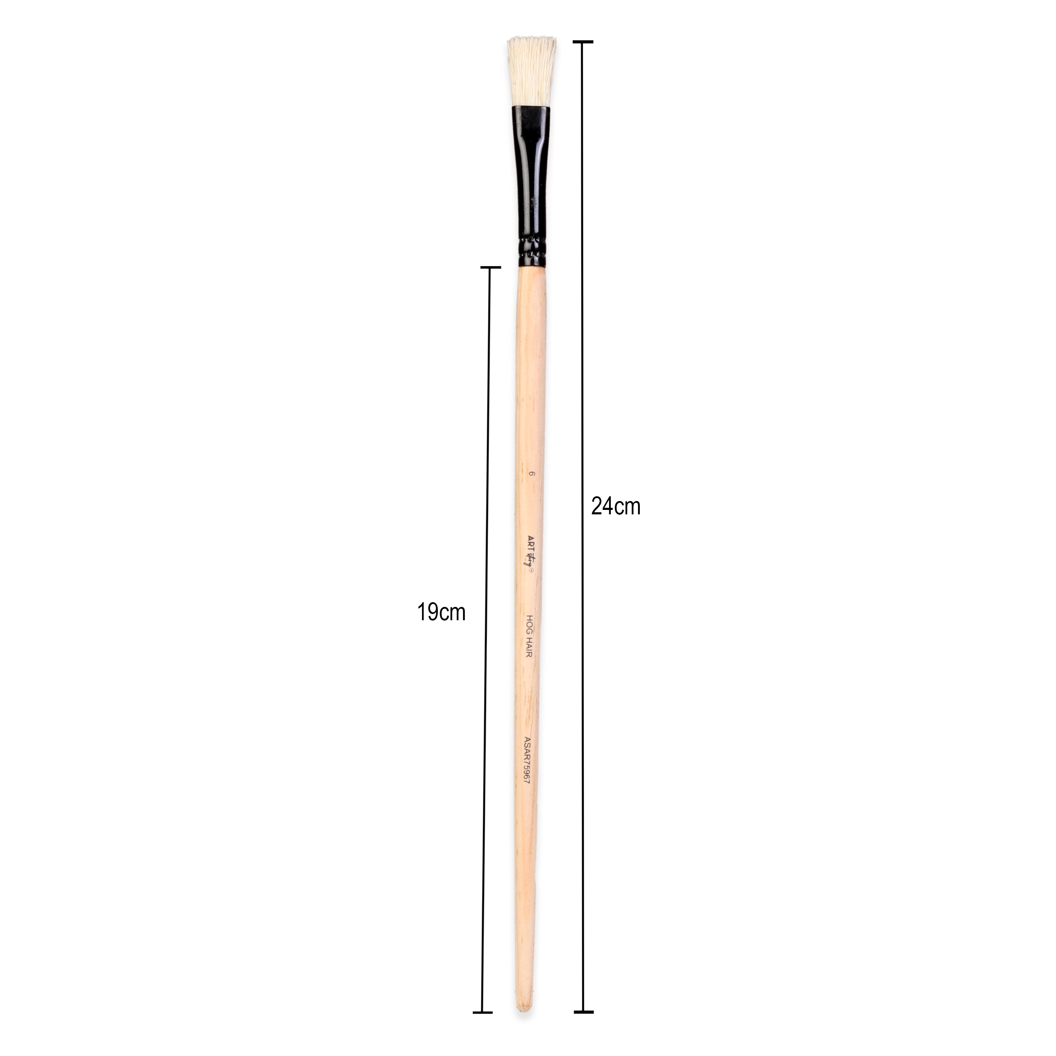 Synthetic Hog Hair Oil Flat Brush Handle Length 200mm Size 6 1 pc