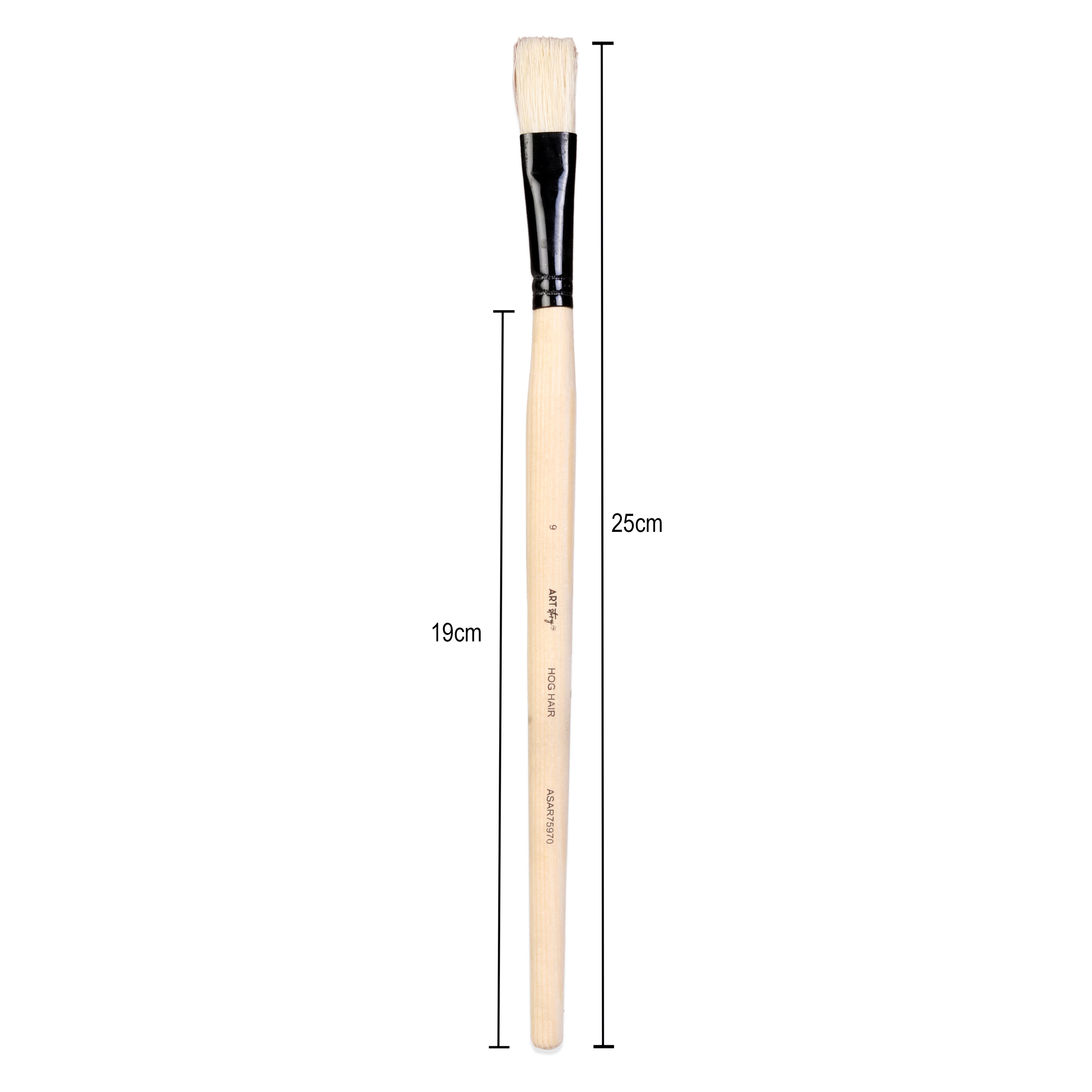 Synthetic Hog Hair Oil Flat Brush Handle Length 200mm Size 9 1 pc