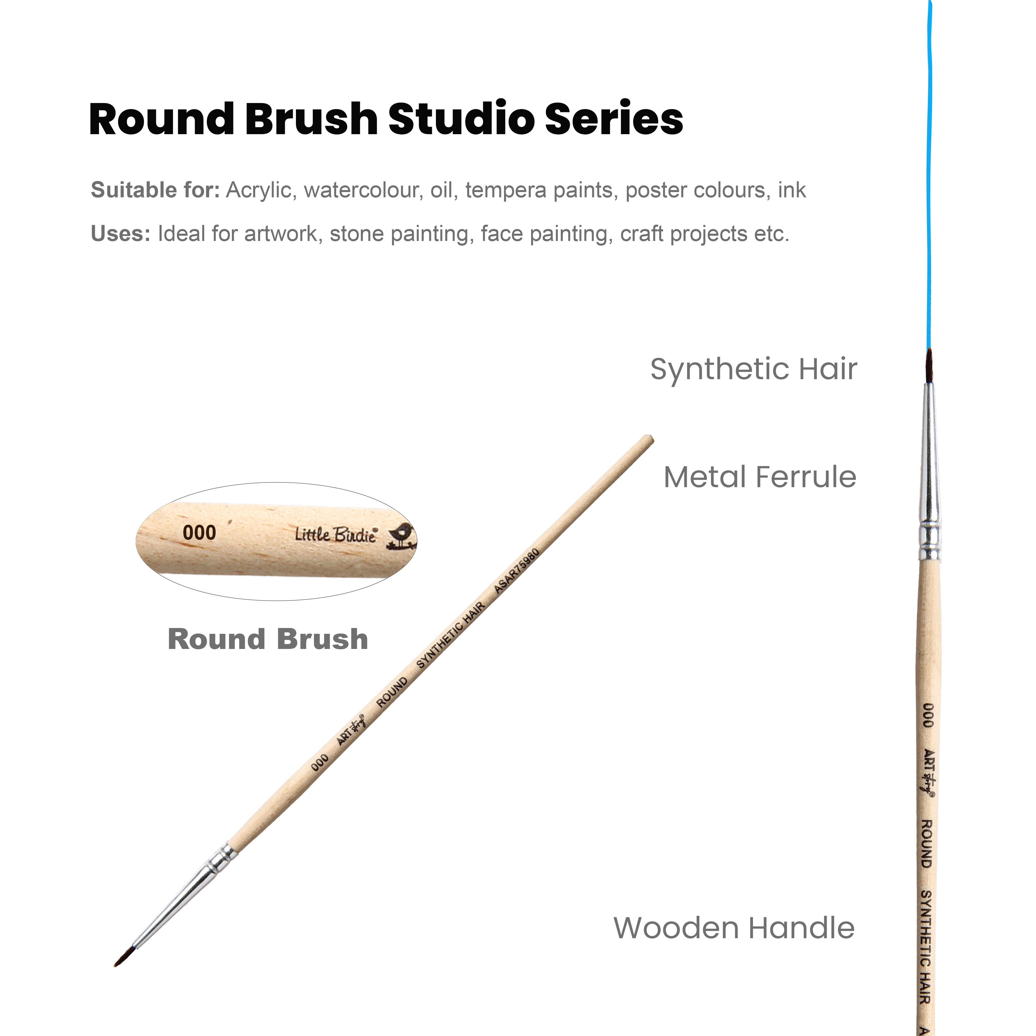 Watercolour Round Brush Synthetic (000) 165mm