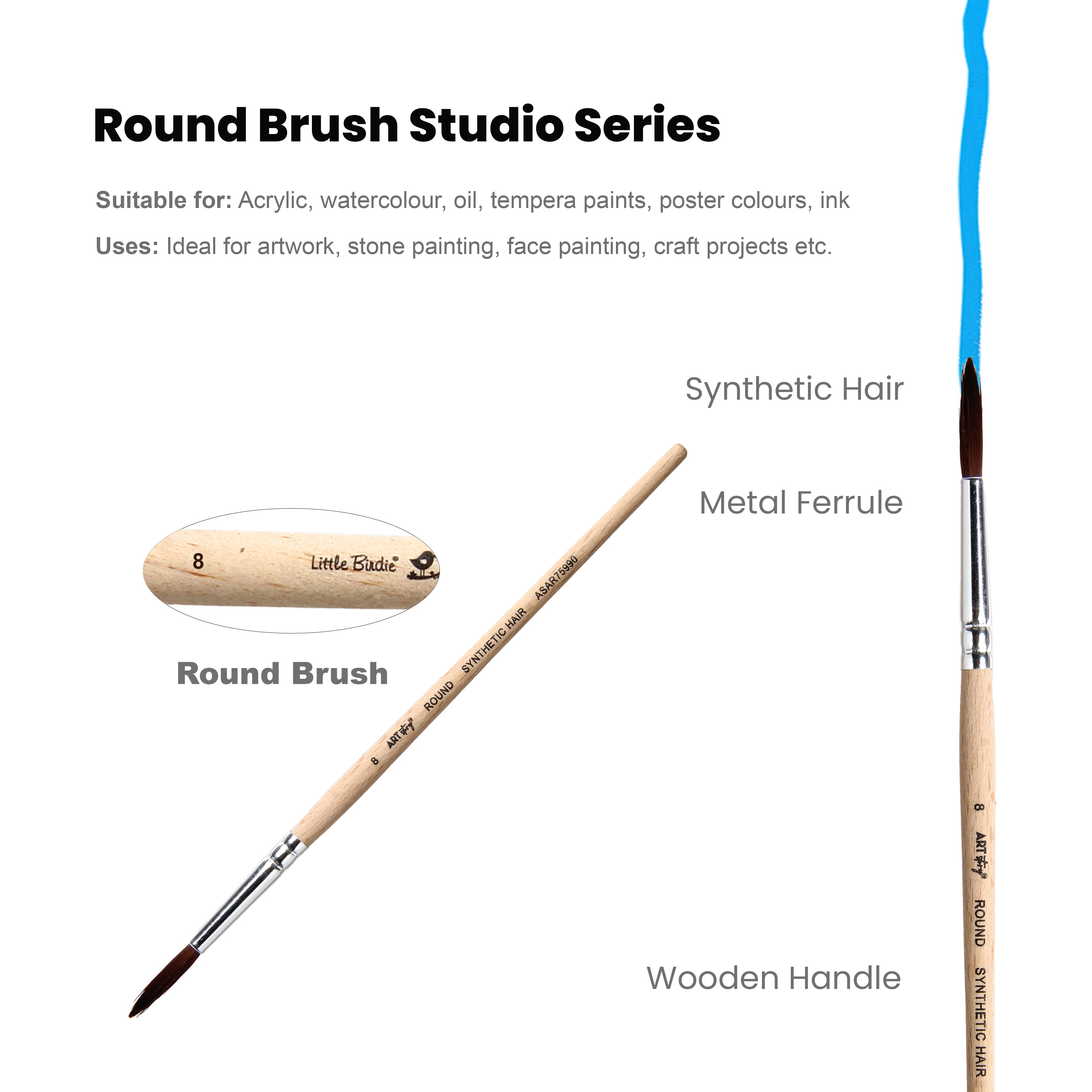 Watercolour Round Brush Synthetic (8) 165mm