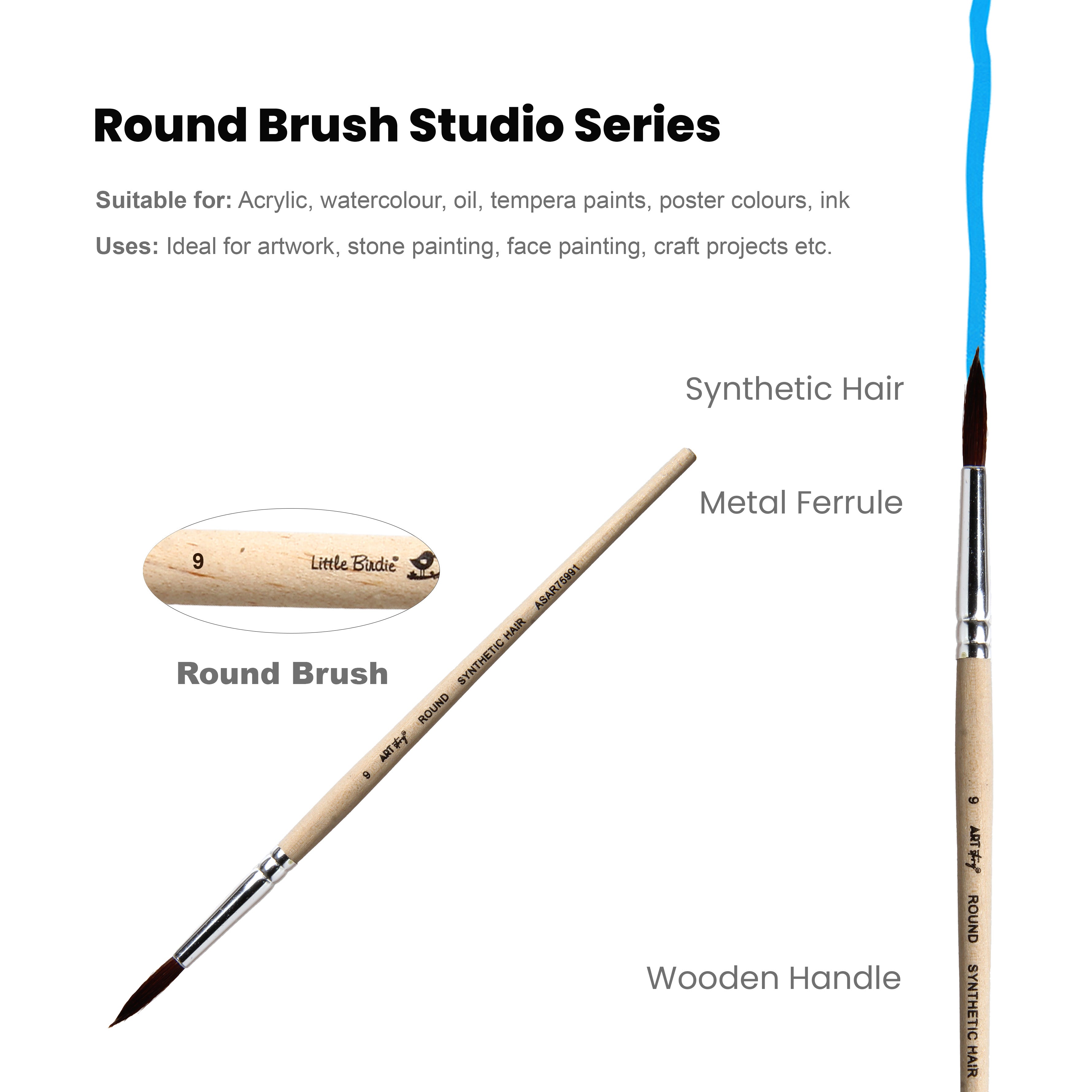 Watercolour Round Brush Synthetic (9) 165mm