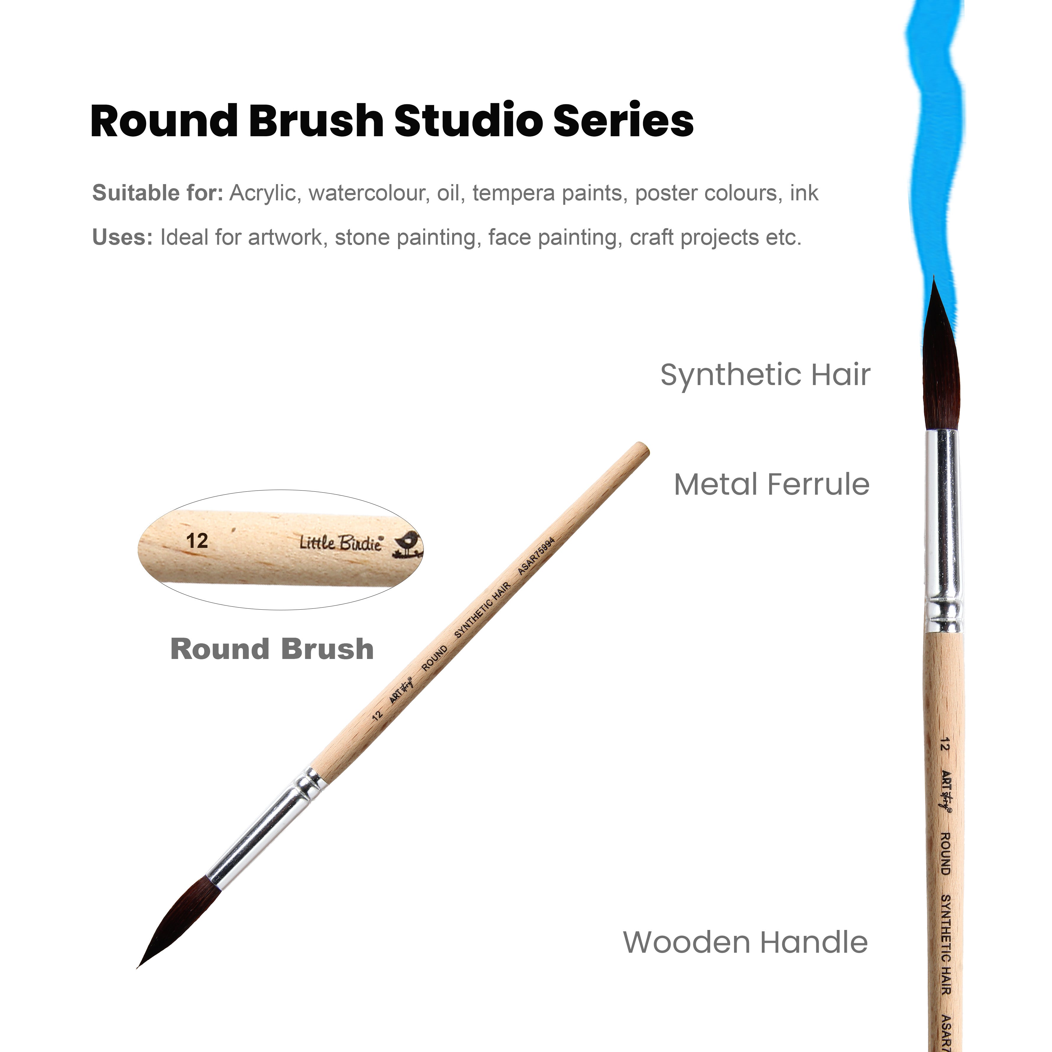Watercolour Round Brush Synthetic (12) 165mm