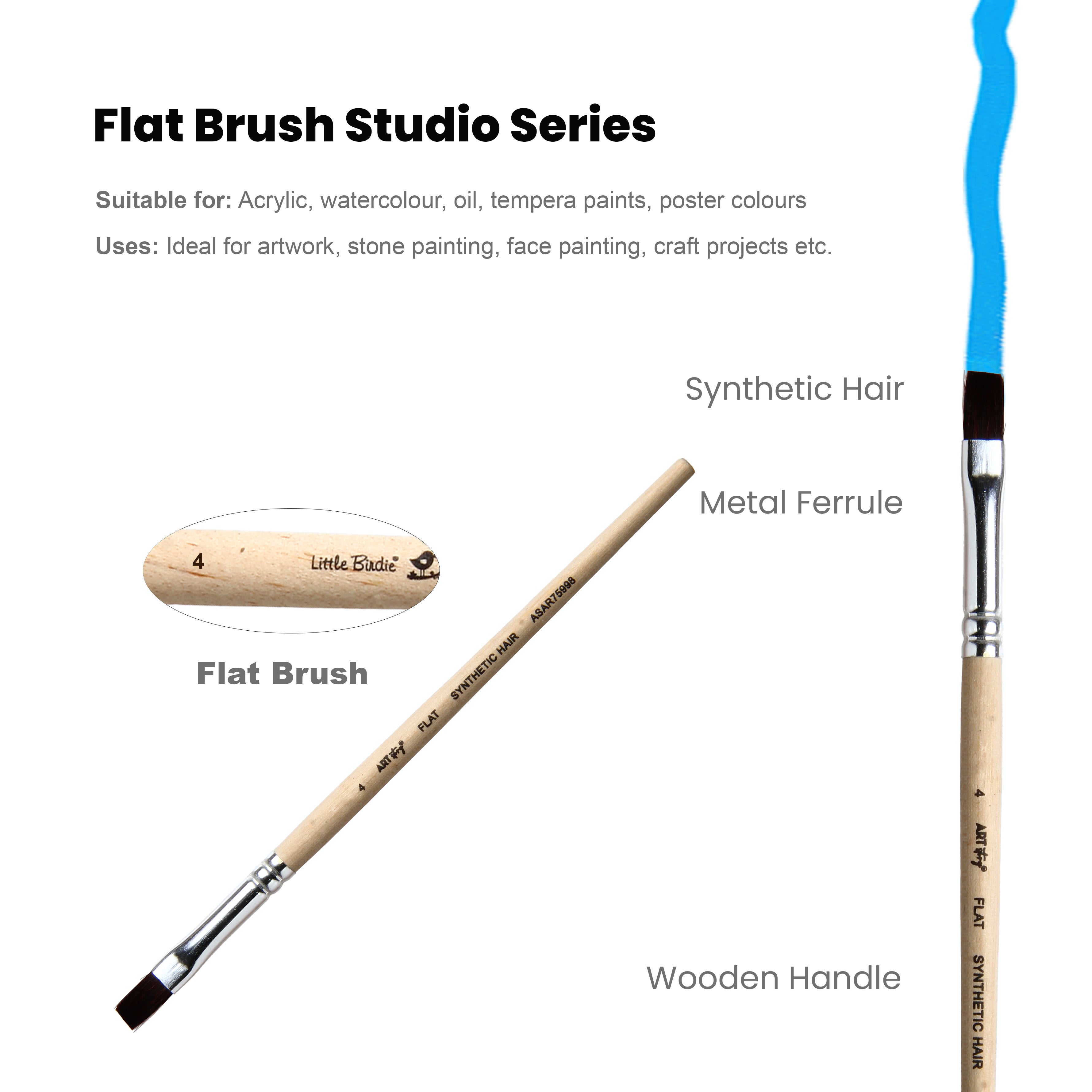 Watercolour Flat Brush Synthetic (4) 165mm