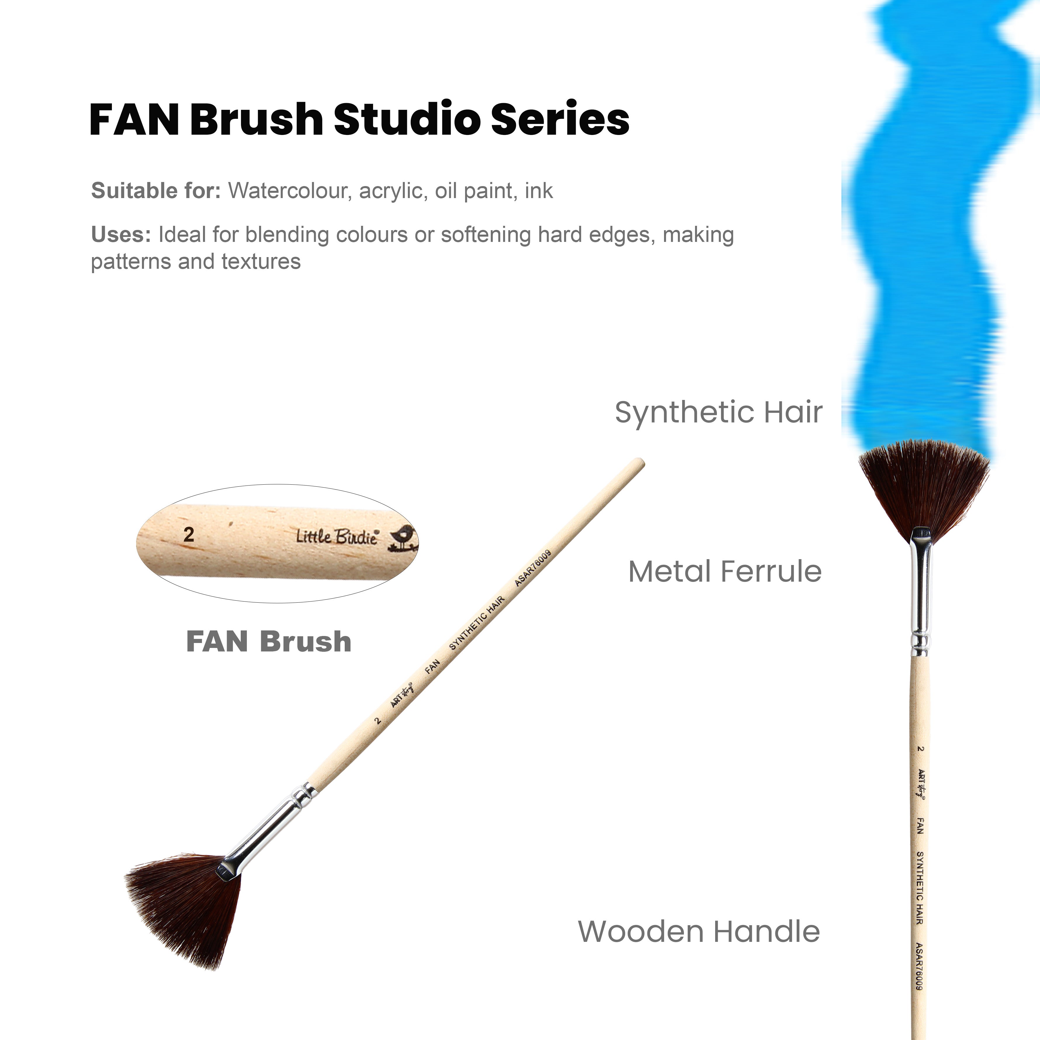 Watercolour Fan Brush Synthetic (2) 165mm
