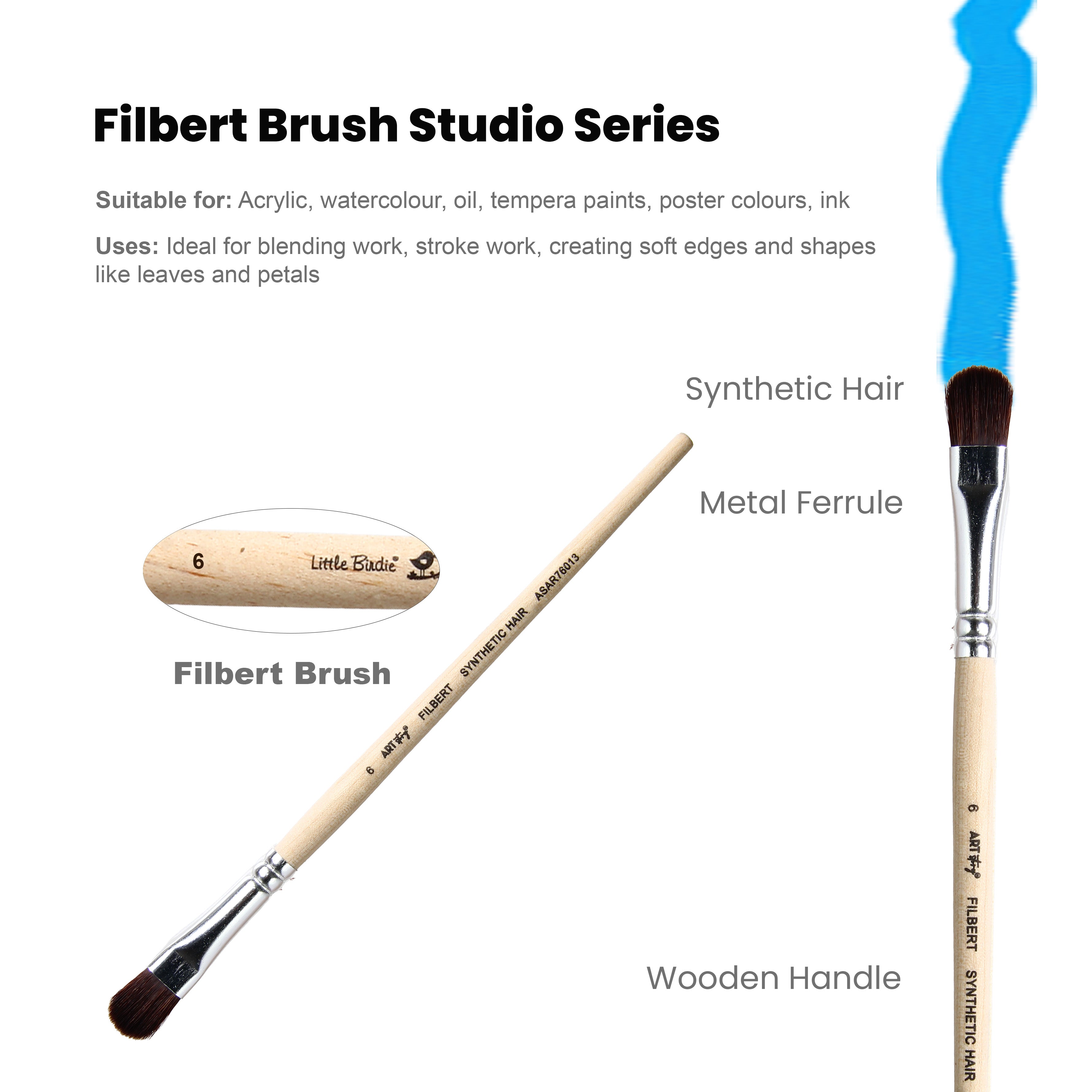 Watercolour Filbert Brush (6) 165mm