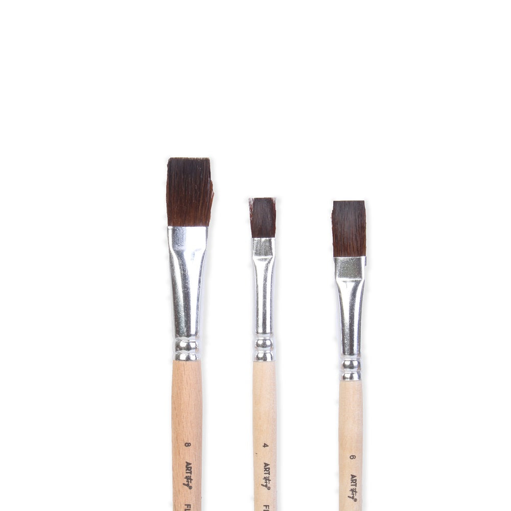 Watercolour Brush Flat Synthetic Hair Size 1 3 5 7 Set of 4pc