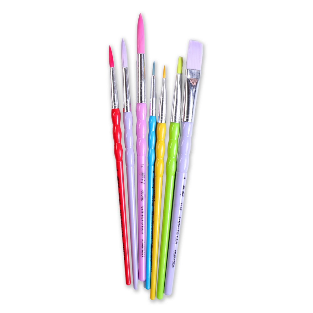 Kids Brush Round And Flat Synthetic Hair Size 2 6 8 12 And 1 4 8 7pc