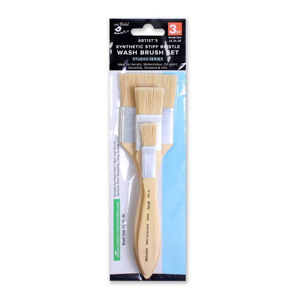 Wash Brush White Bristle Size 12mm 24mm 50mm Set Of 3pc