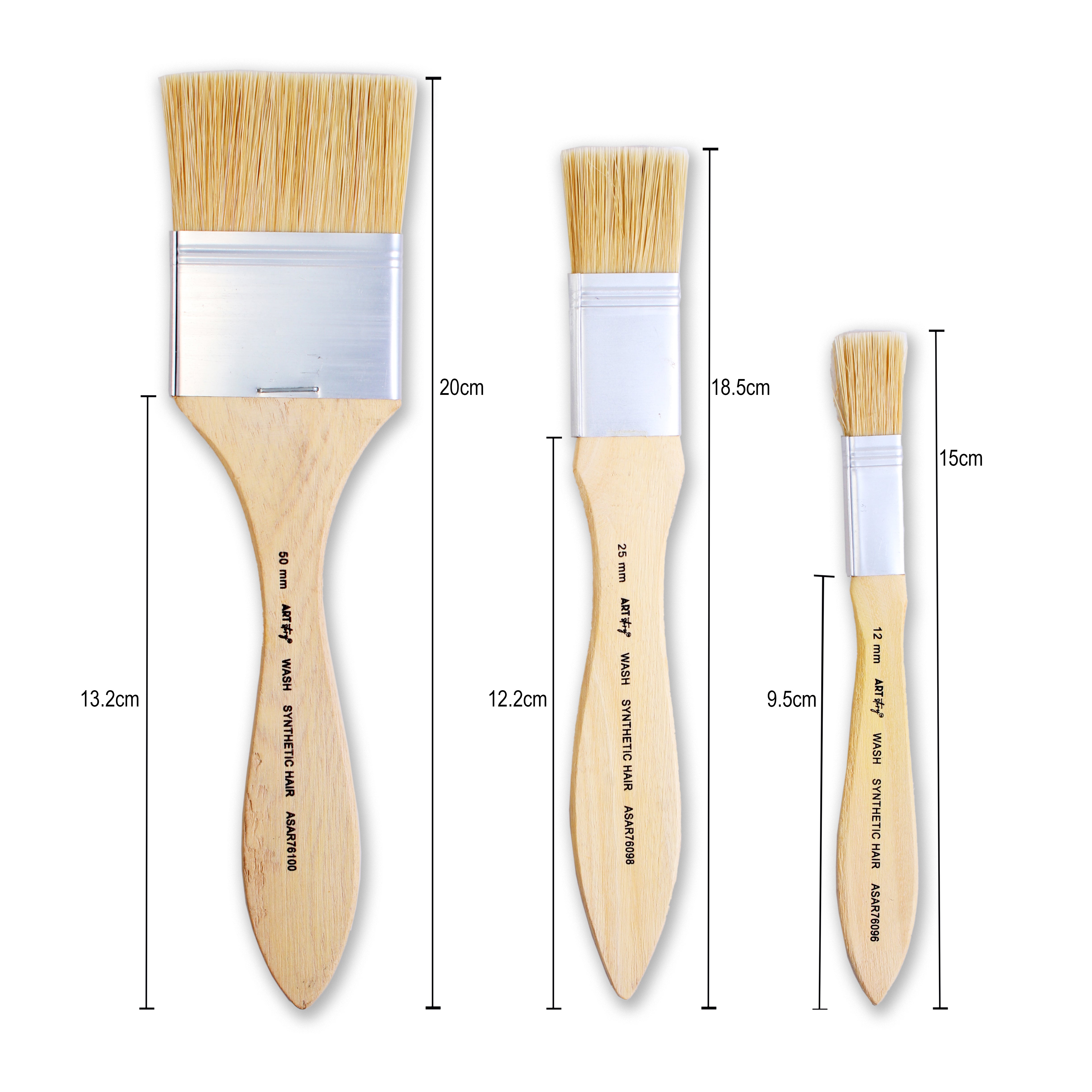 Wash Brush White Bristle Size 12mm 24mm 50mm Set Of 3pc