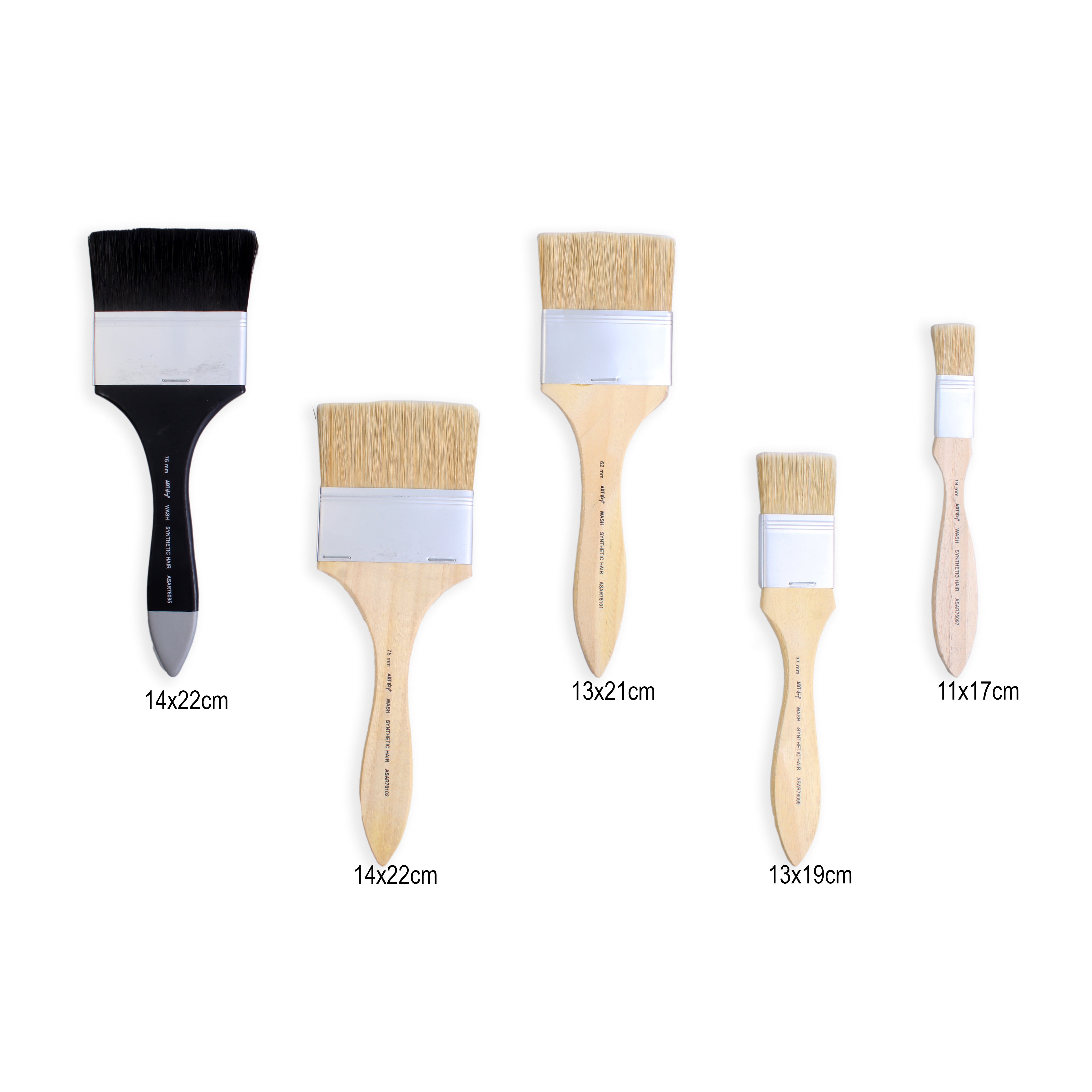 Wash Brush Soft And White Bristle Size 75mm 18mm 38mm 62mm 75mm Set Of 5pc