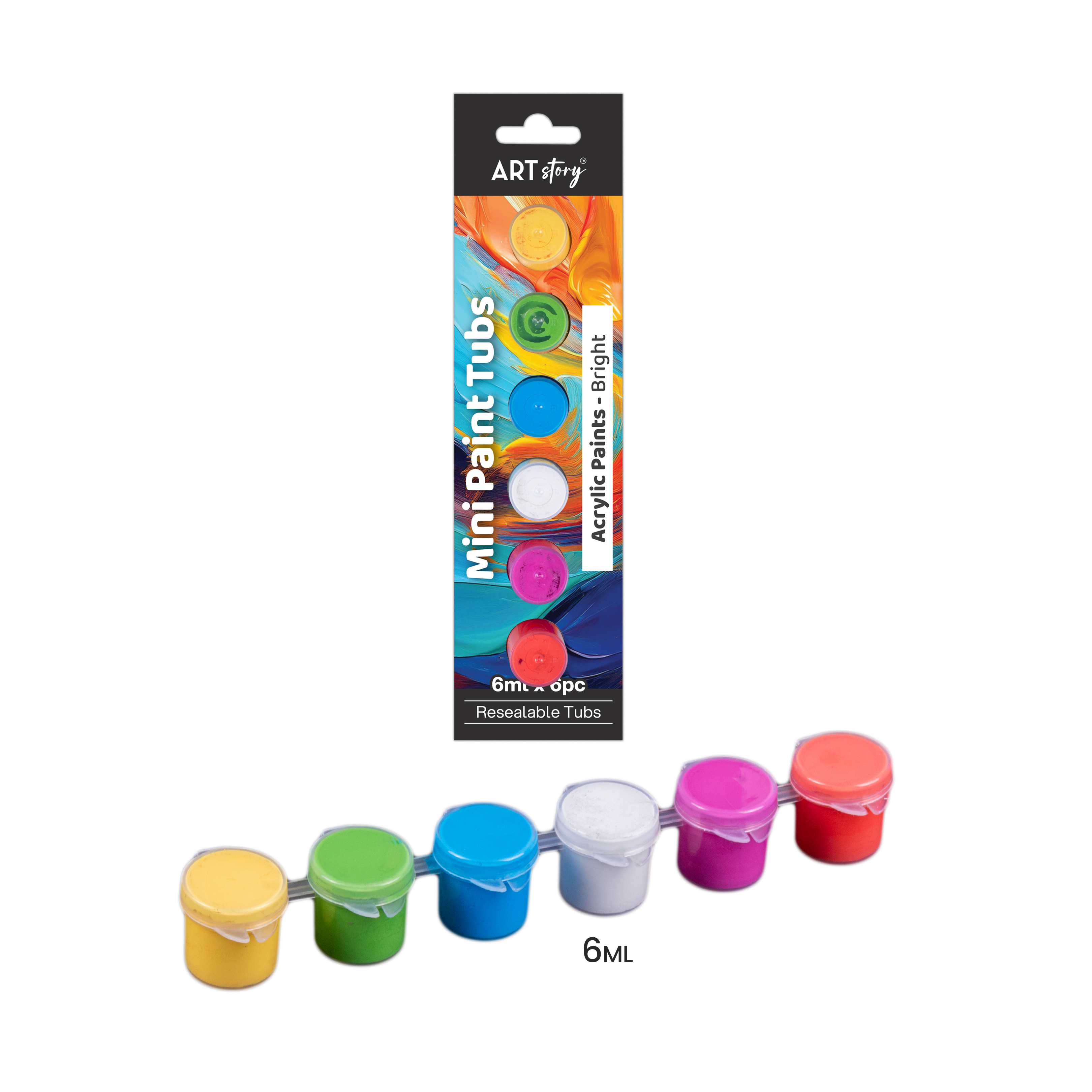Mini Paint Tubs Acrylic Paint Bright 6ml x 6 shades