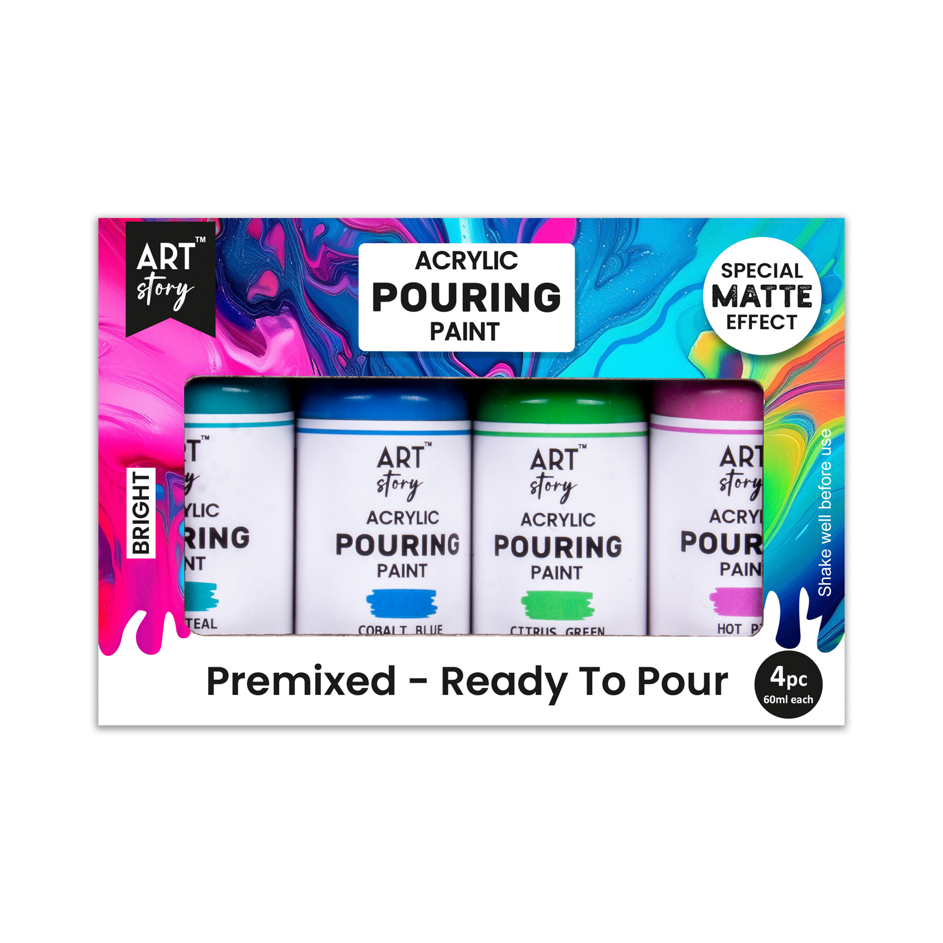 Fluid Art Pouring Set Bright 60ml X4Pc