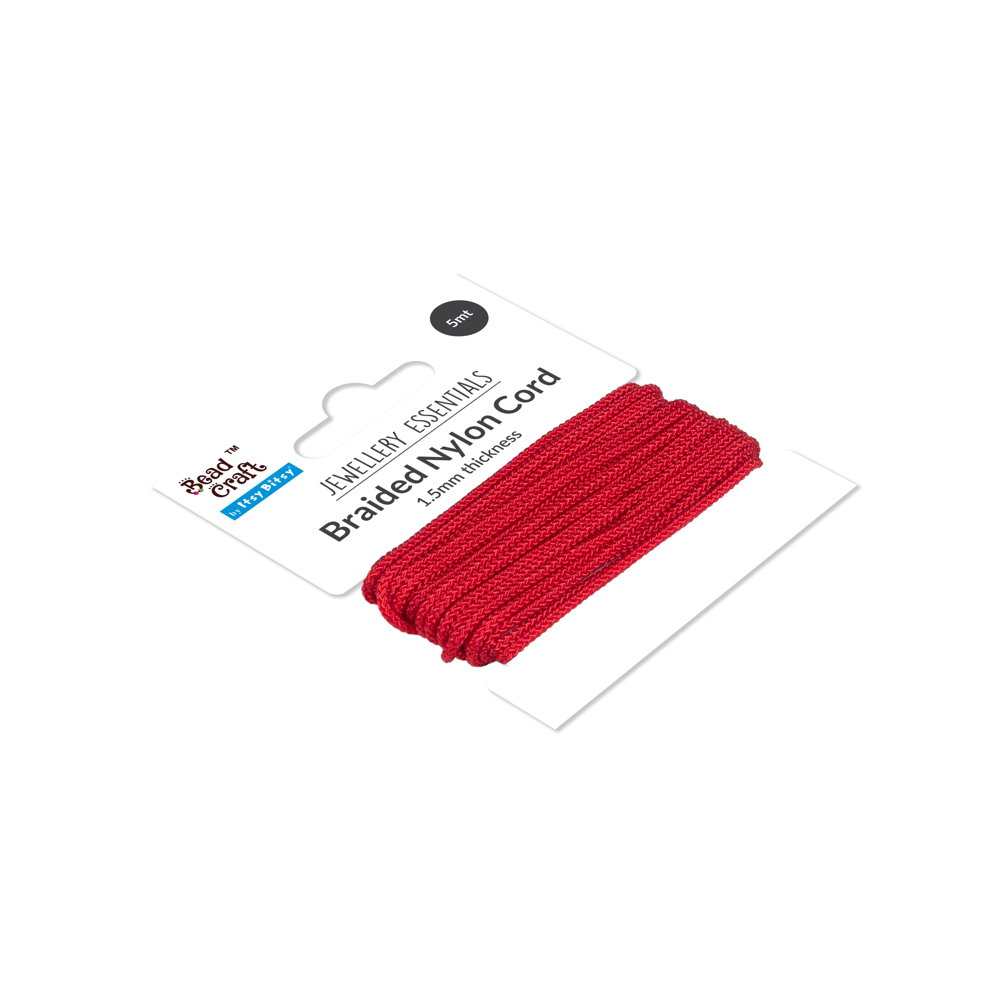 Nylon Braided Cord 1.5mm Cherry Red 5mtr