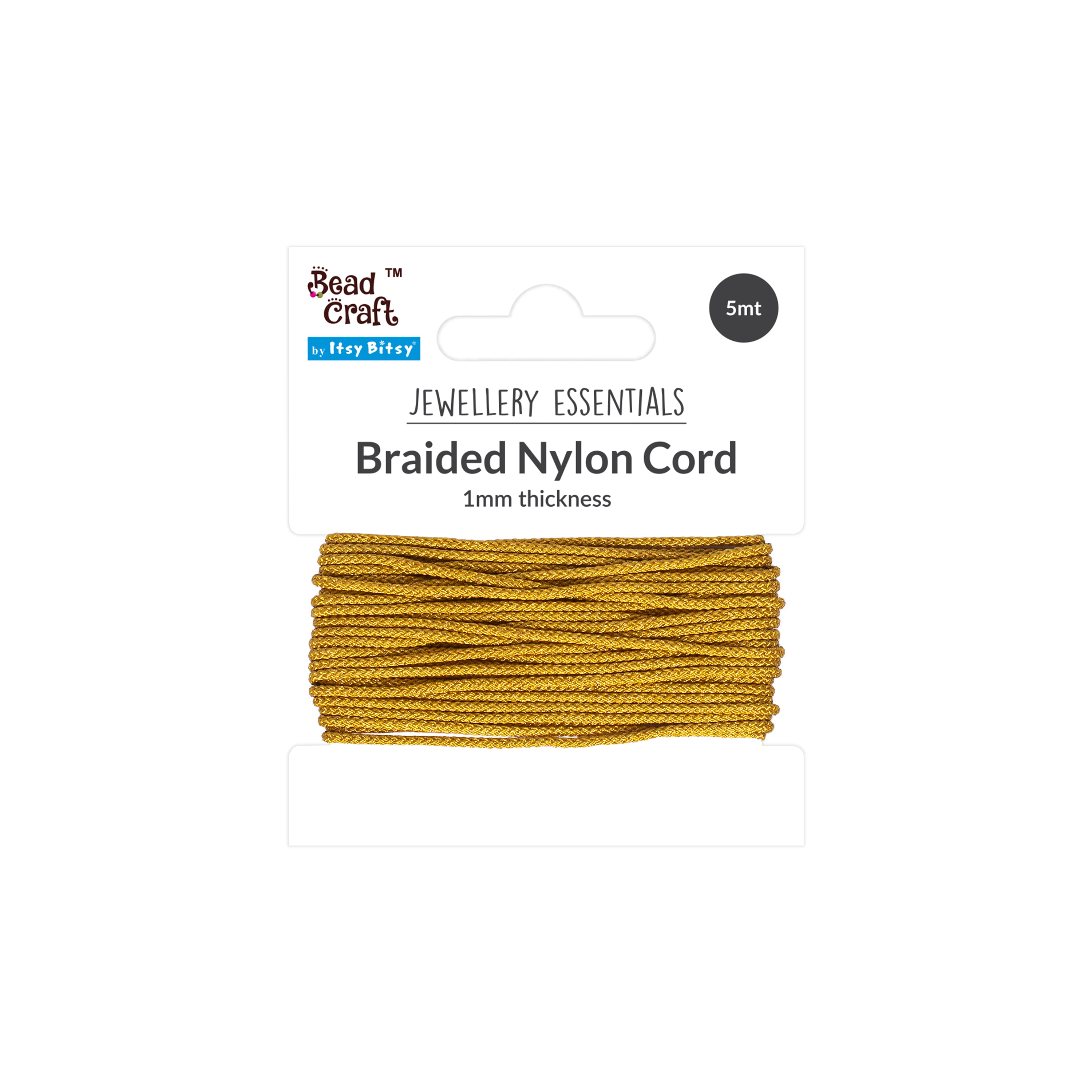 Nylon Braided Cord 1mm Antique Gold 5mtr
