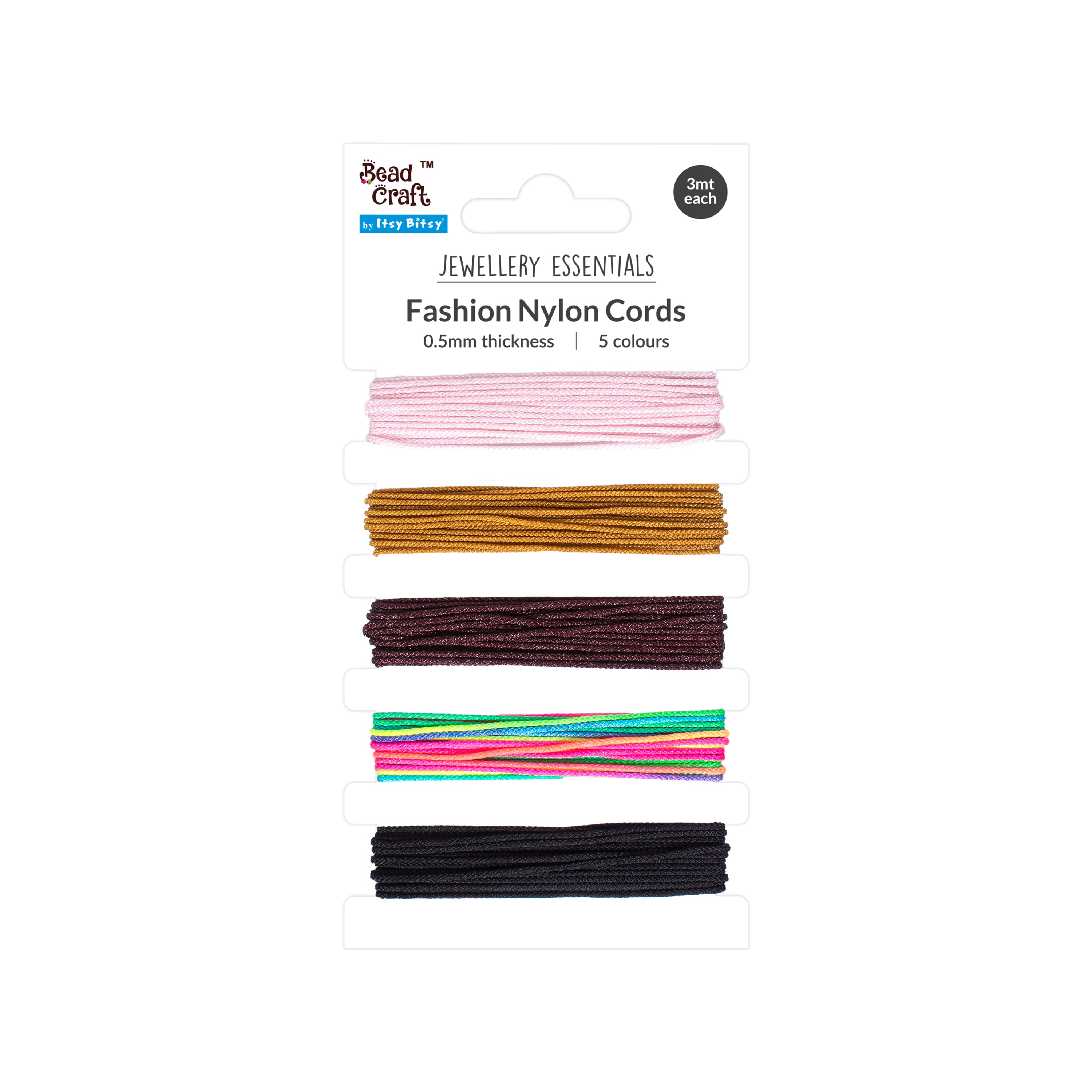 Fashion Nylon Coard Light Pink Antique gold Deep Wine Rainbow Black 0.5mm Each 3mtr