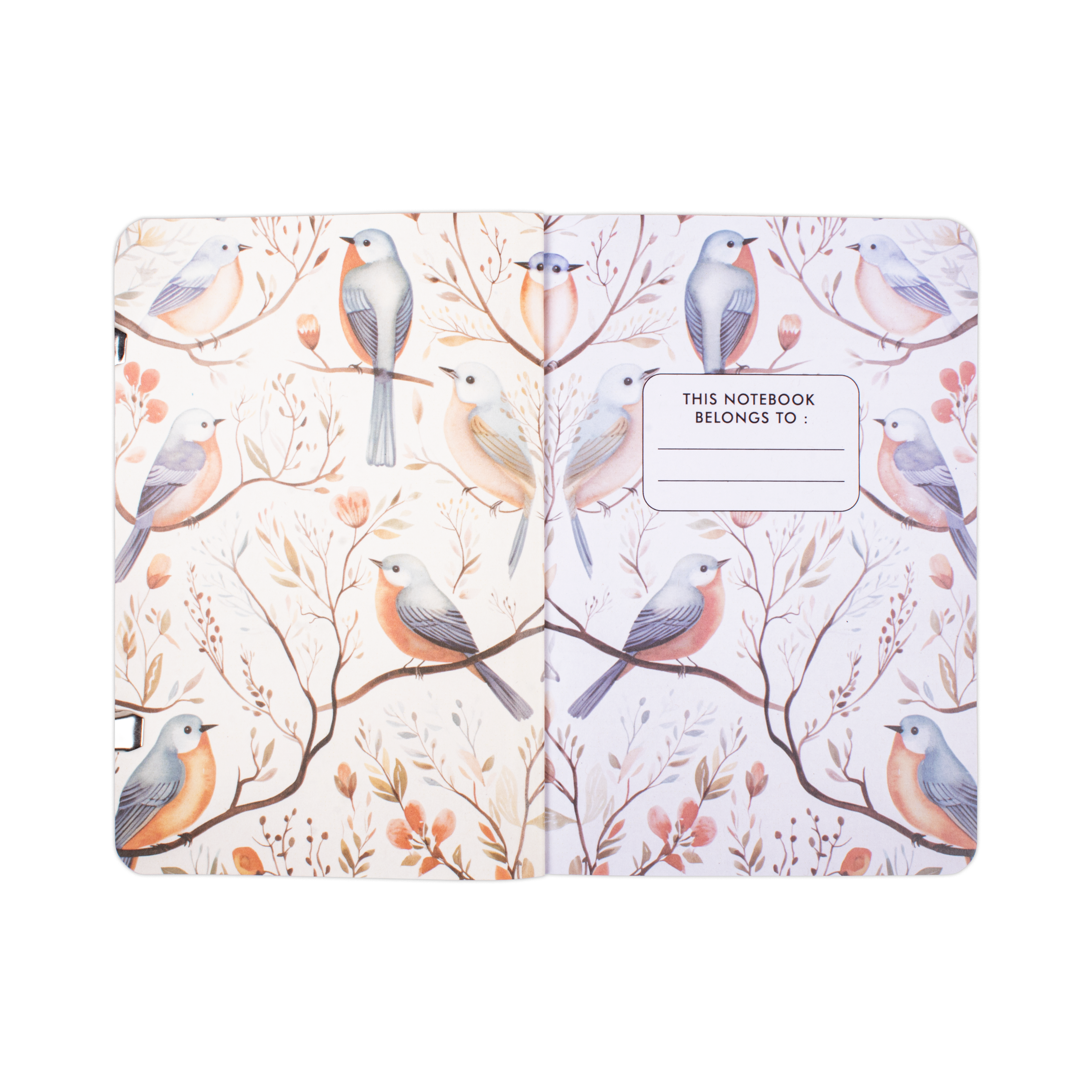 Softbound Ruled Notebook Birds Edge Printed A6 128pages 100gsm
