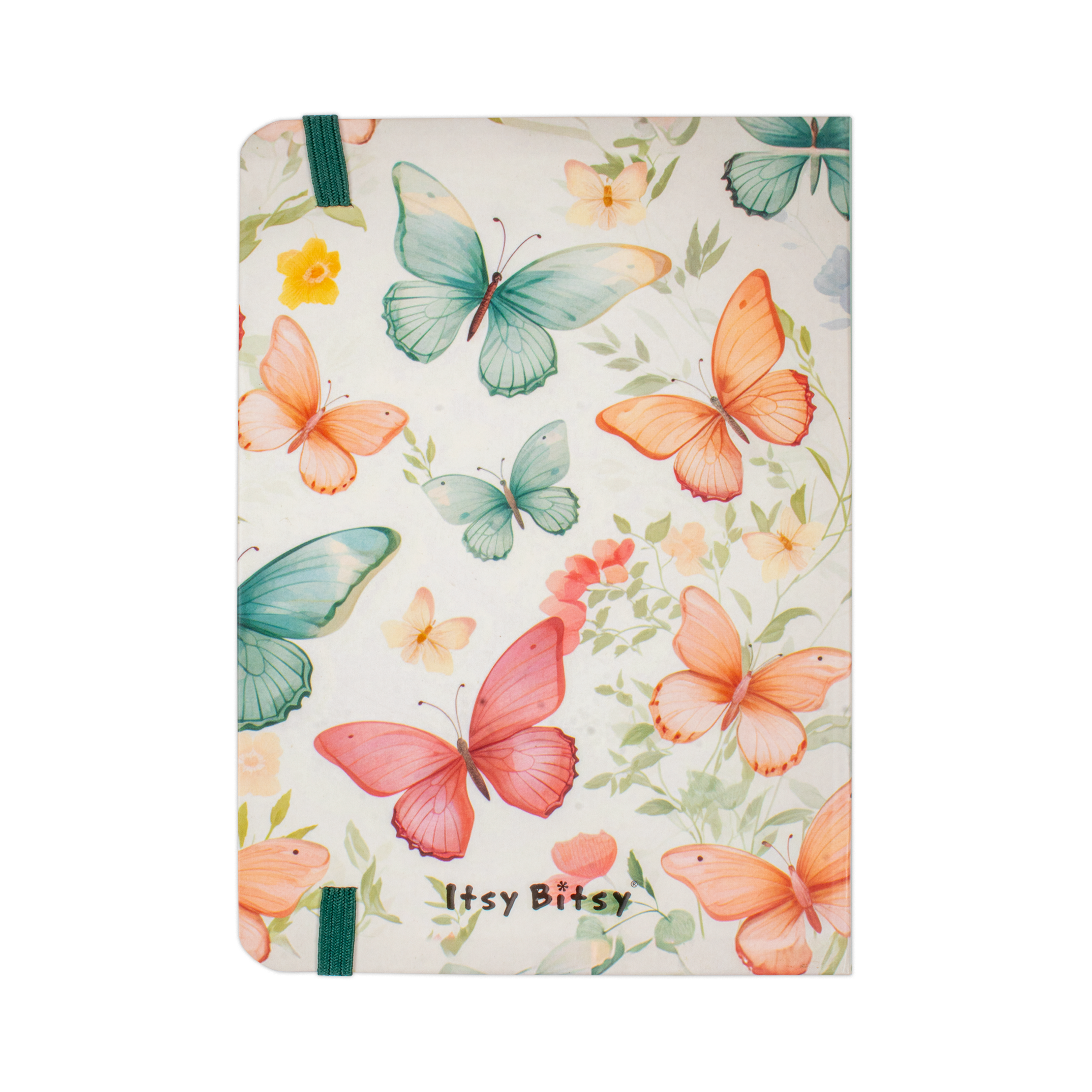 Hardbound Ruled Notebook Butterfly Garden Edge Printed With Elastic Band A6 192pages 100gsm