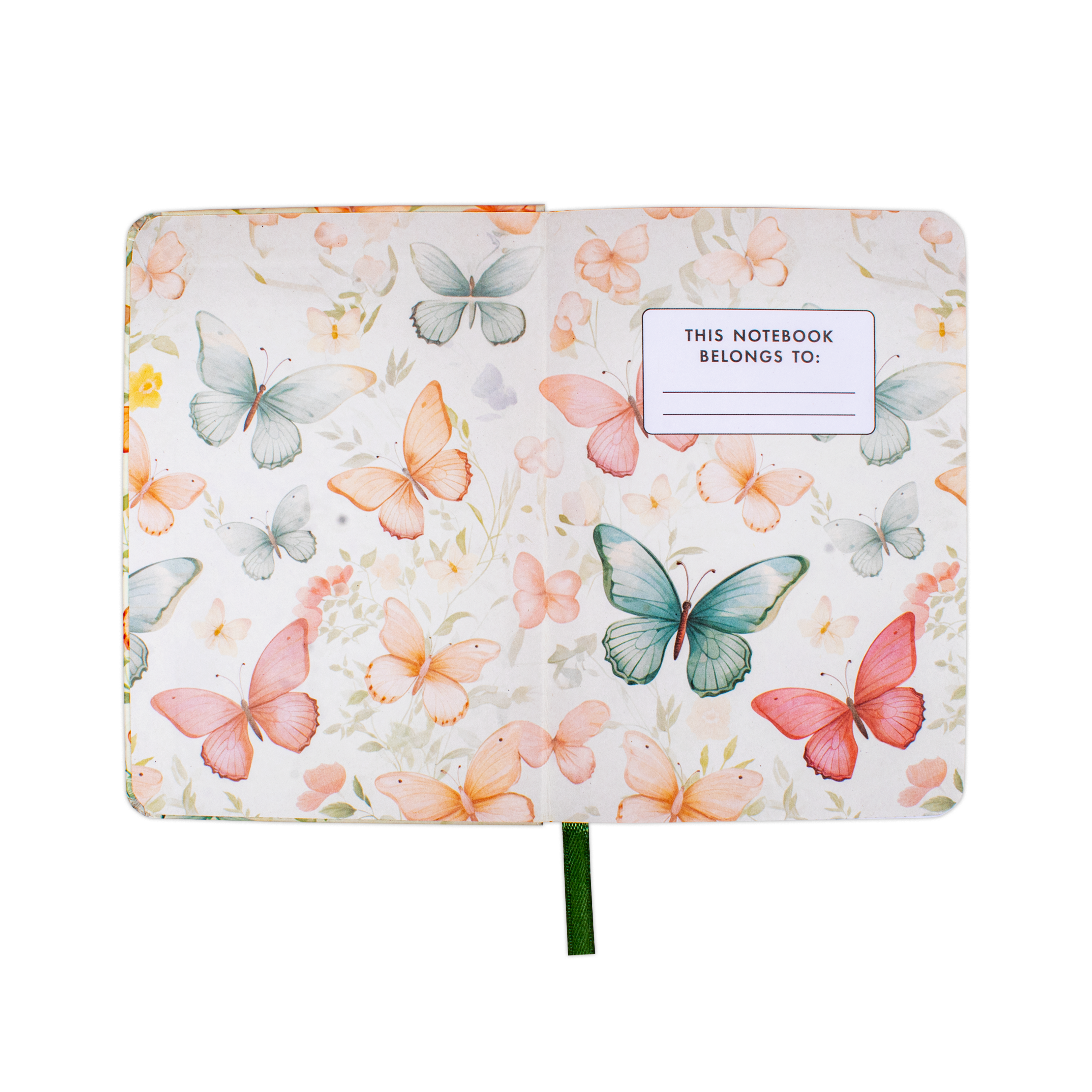 Hardbound Ruled Notebook Butterfly Garden Edge Printed With Elastic Band A6 192pages 100gsm