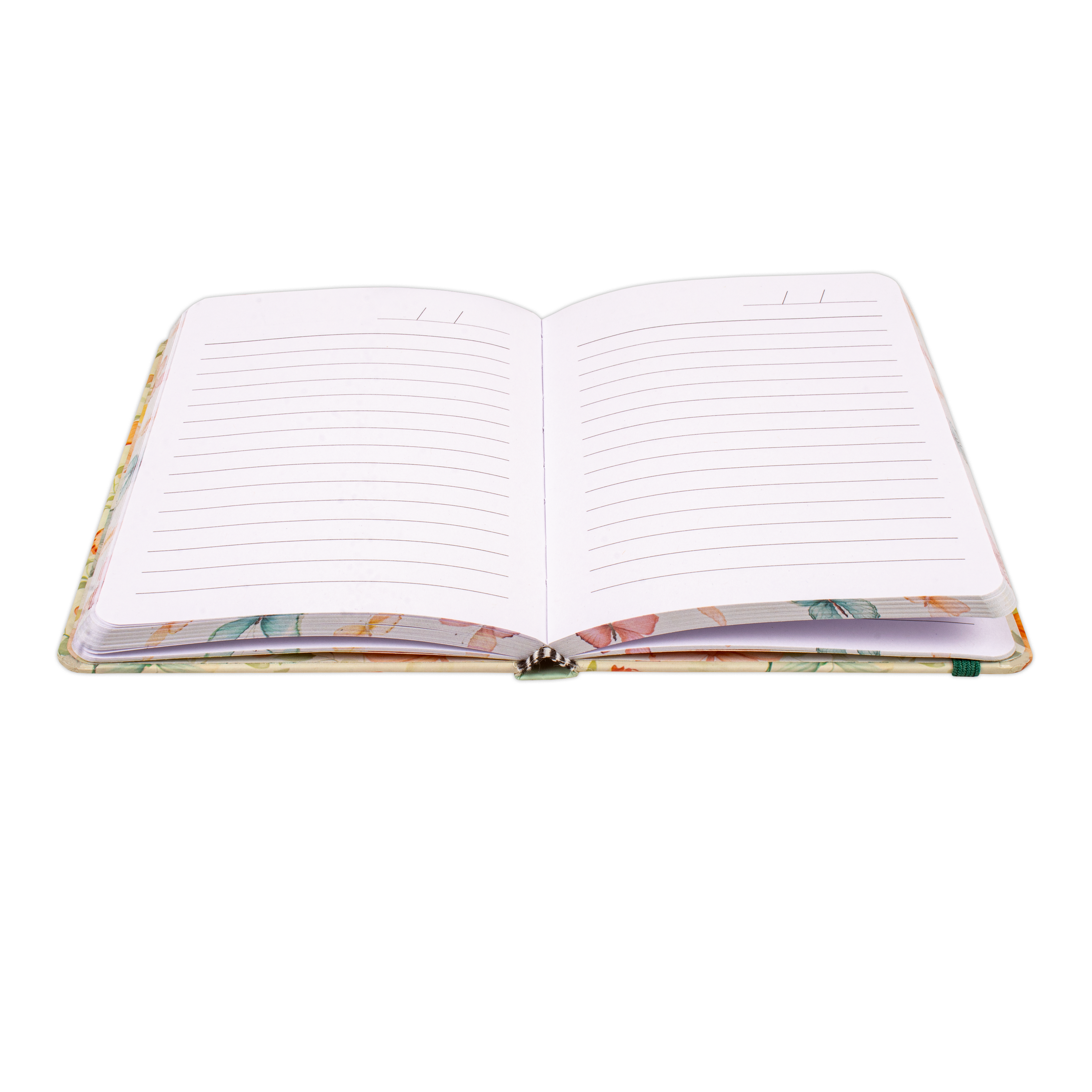Hardbound Ruled Notebook Butterfly Garden Edge Printed With Elastic Band A6 192pages 100gsm