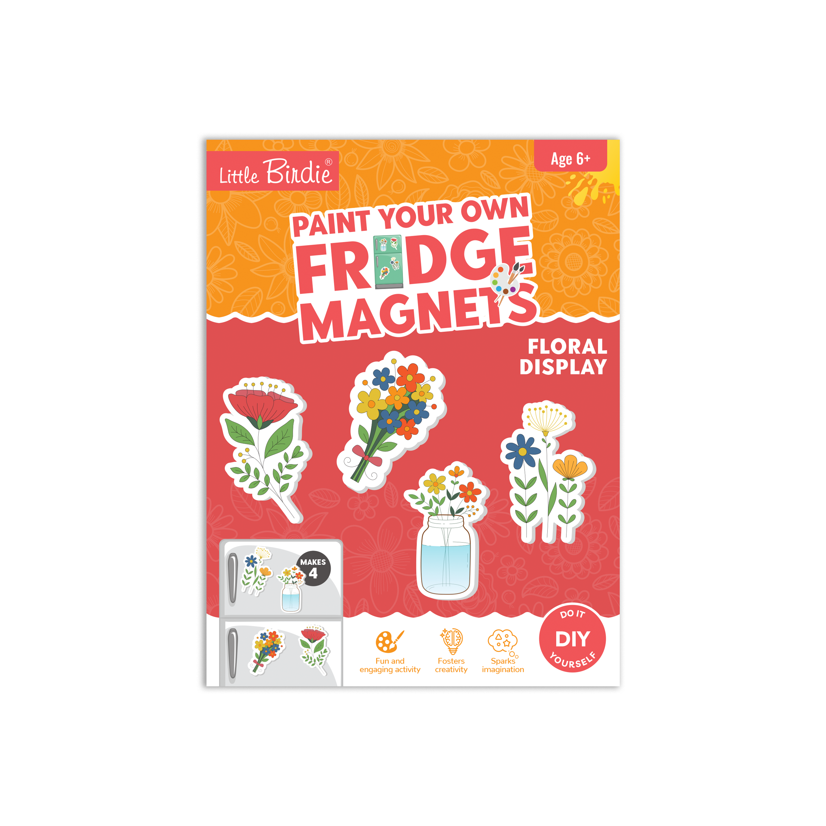 DIY Paint and Make Fridge Magnets Kit- Floral Display, 1 Box