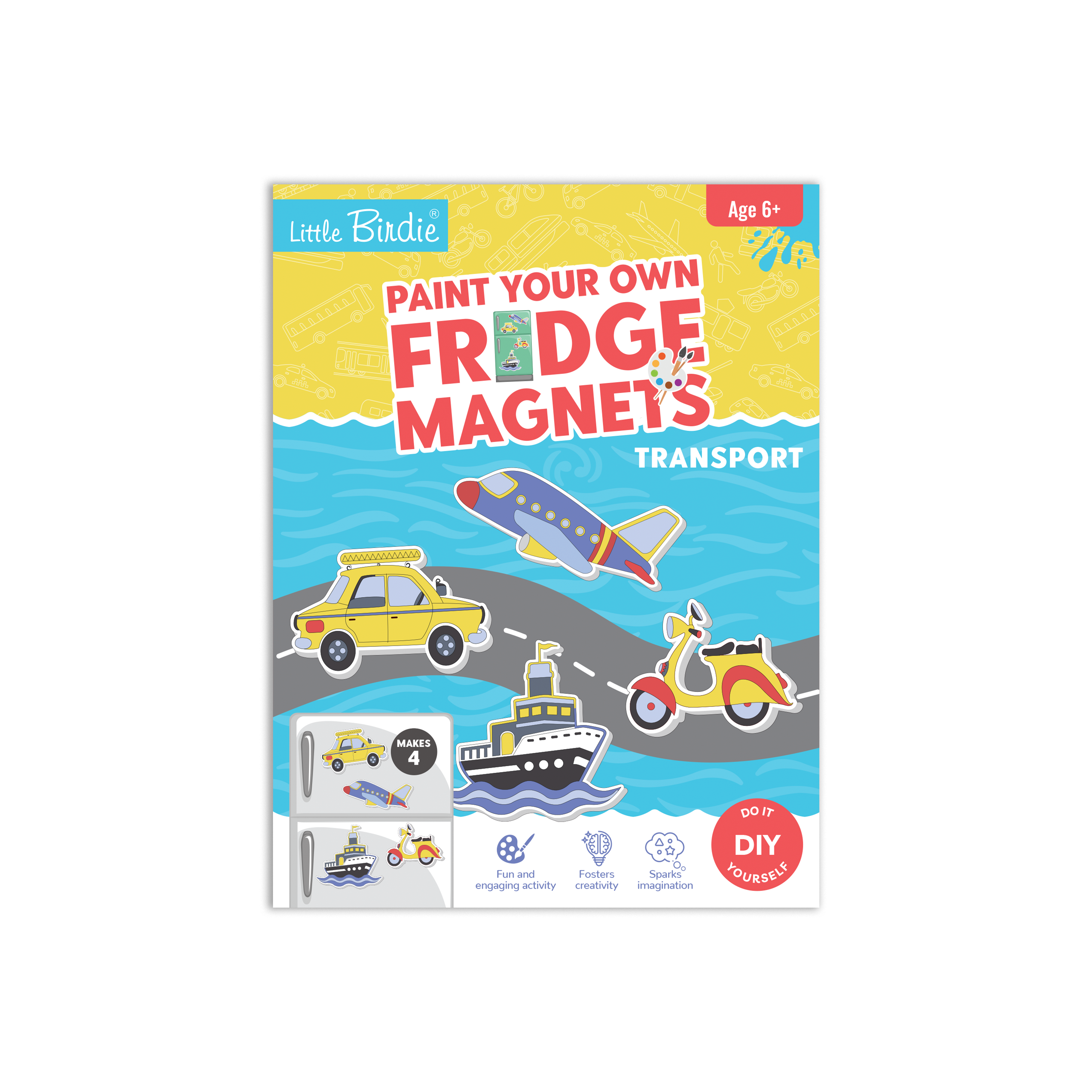 DIY Paint and Make Fridge Magnets Kit -Transport, 1 Box