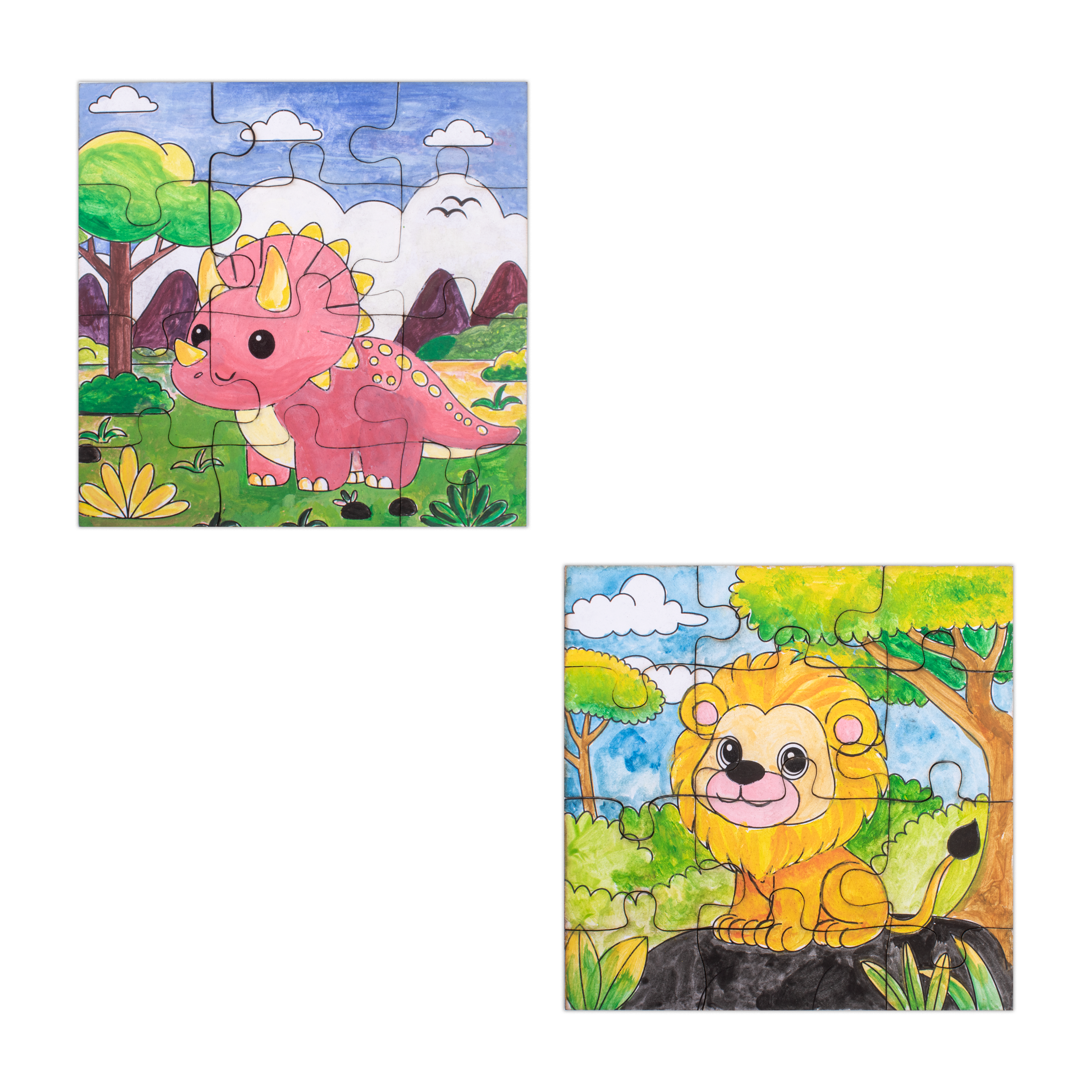 DIY Paint and Play Jigsaw Puzzle Kit - Lion & Dino, 1 Box