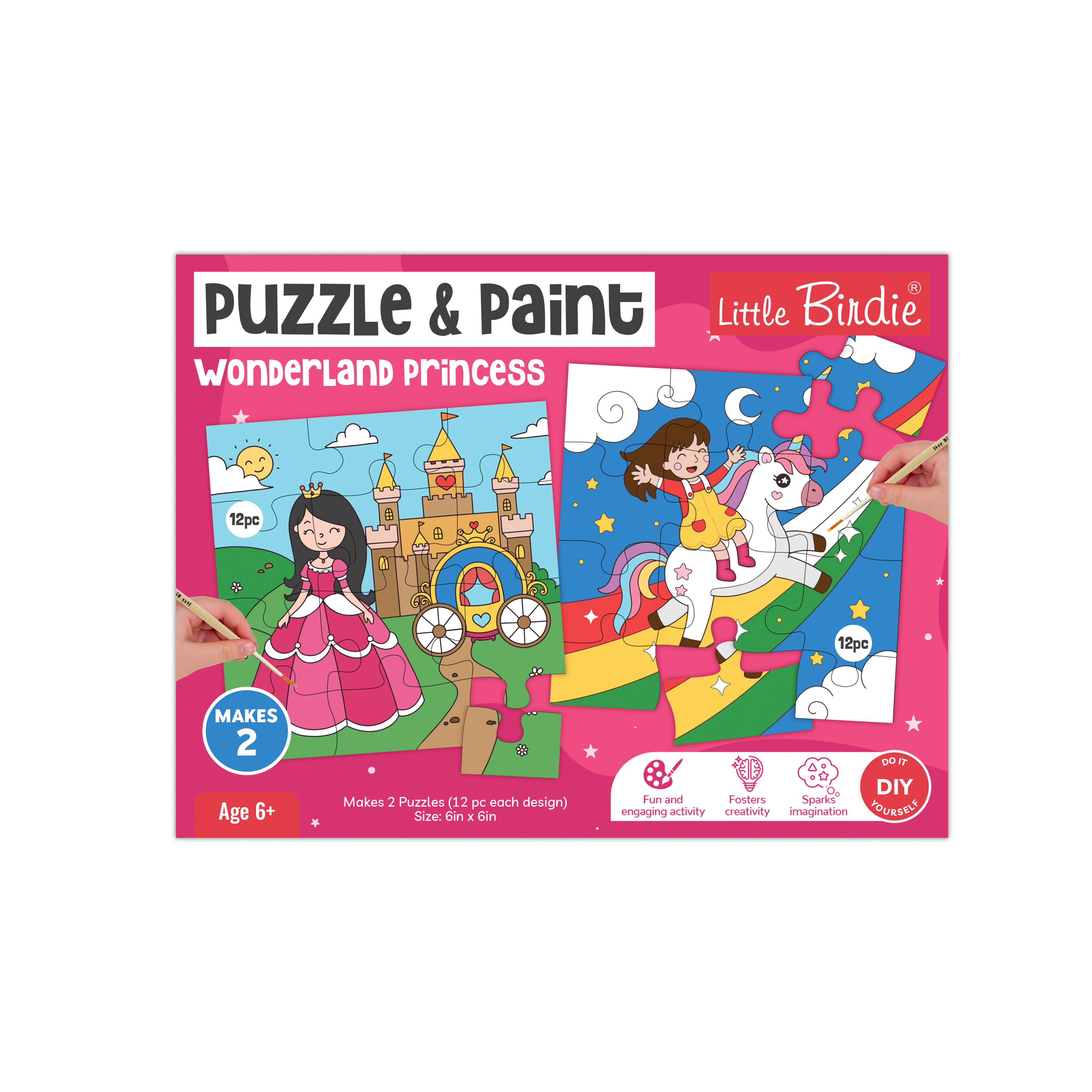 DIY Paint and Play Jigsaw Puzzle Kit- Wonderland Princess, 1 Box