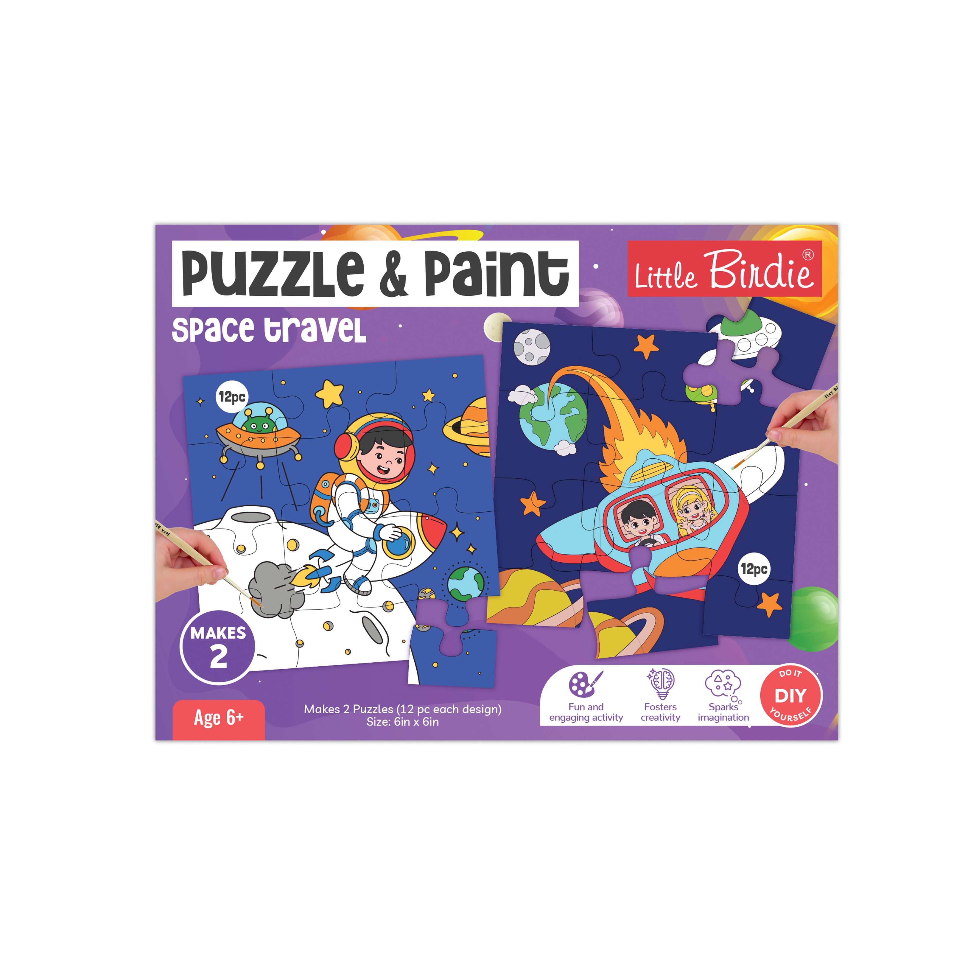 DIY Paint and Play Jigsaw Puzzle Kit - Space Travel, 1 Box