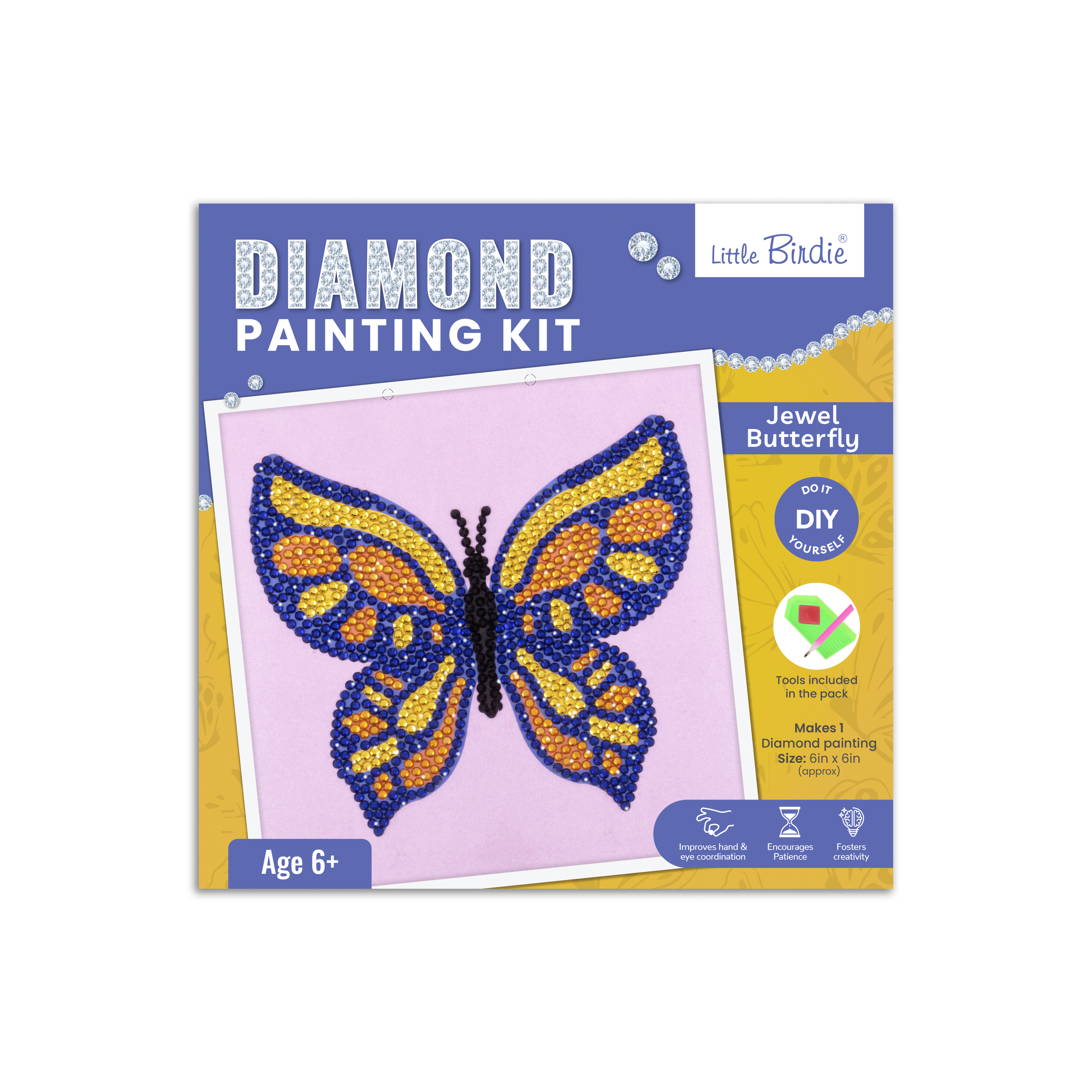 DIY Diamond Painting Kit - Jewel Butterfly, 1Box