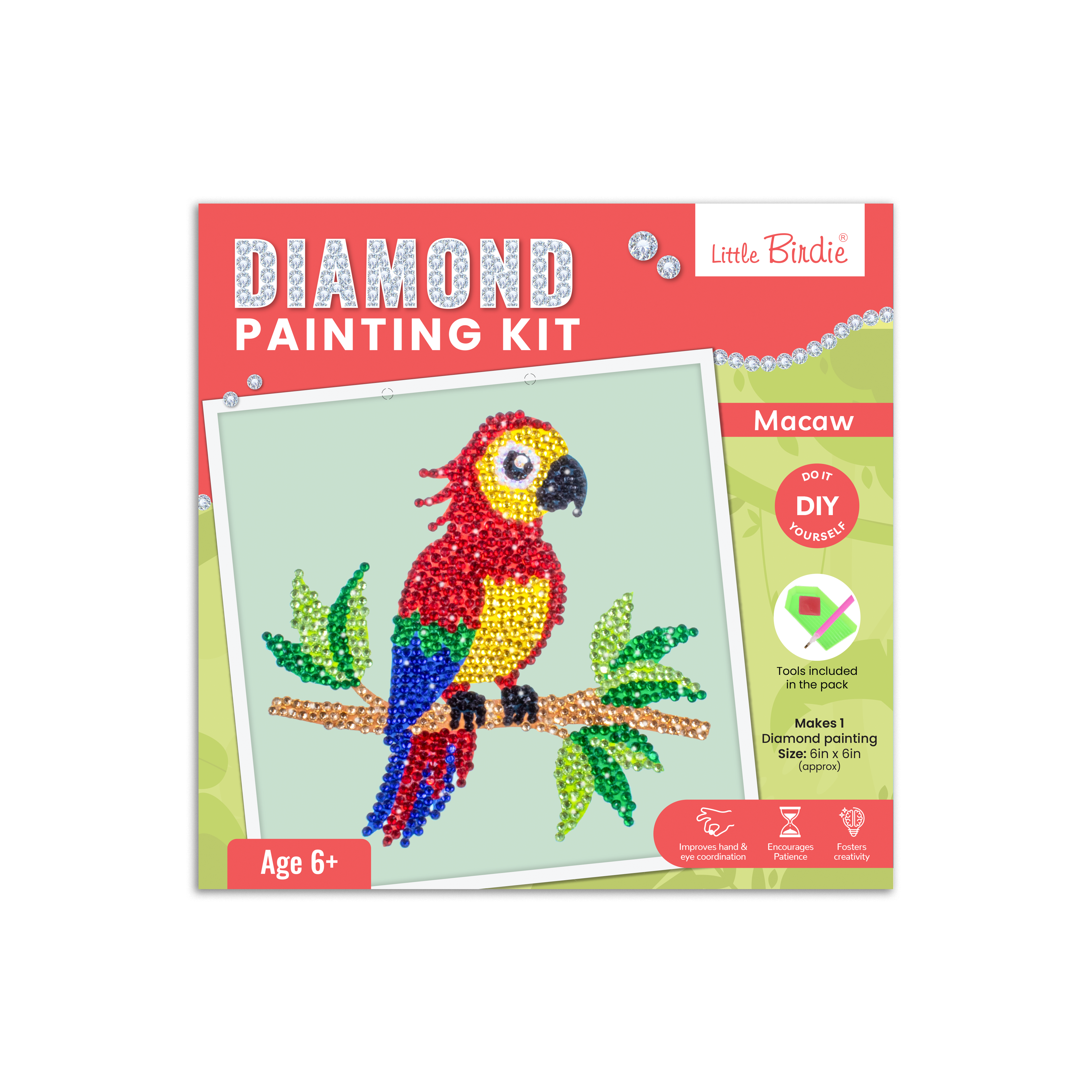 DIY Diamond Painting Kit - Macaw, 1Box
