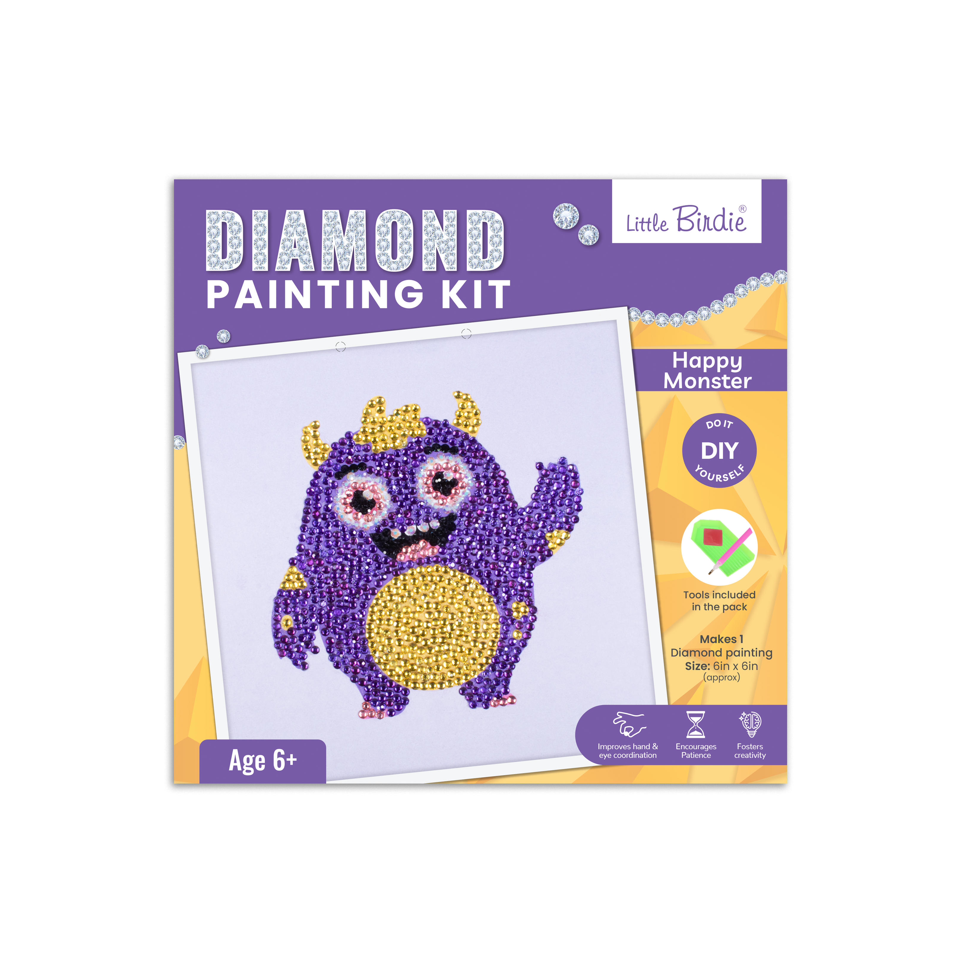 DIY Diamond Painting Kit - Happy Monster, 1 Box