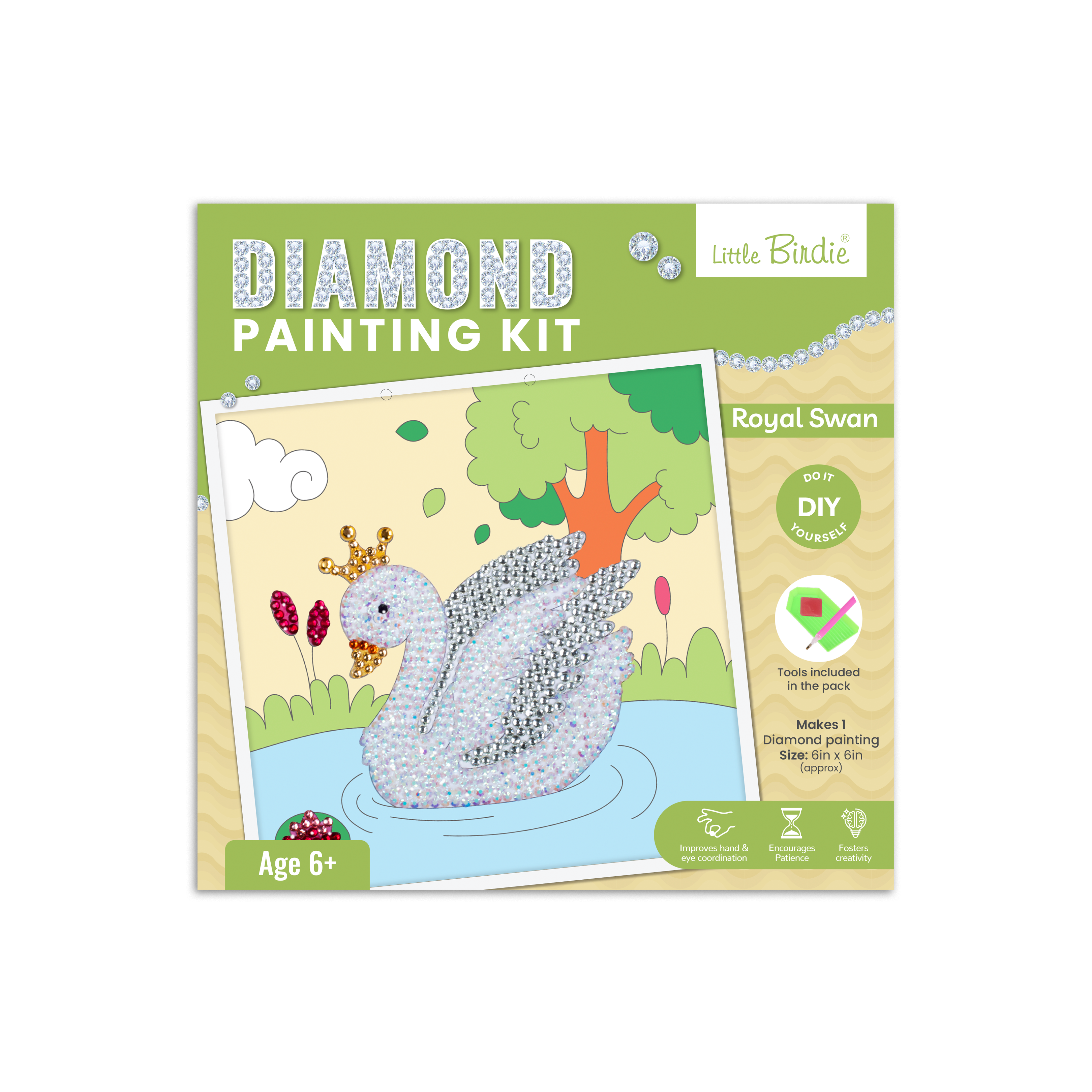 DIY Diamond Painting Kit - Royal Swan, 1 Box