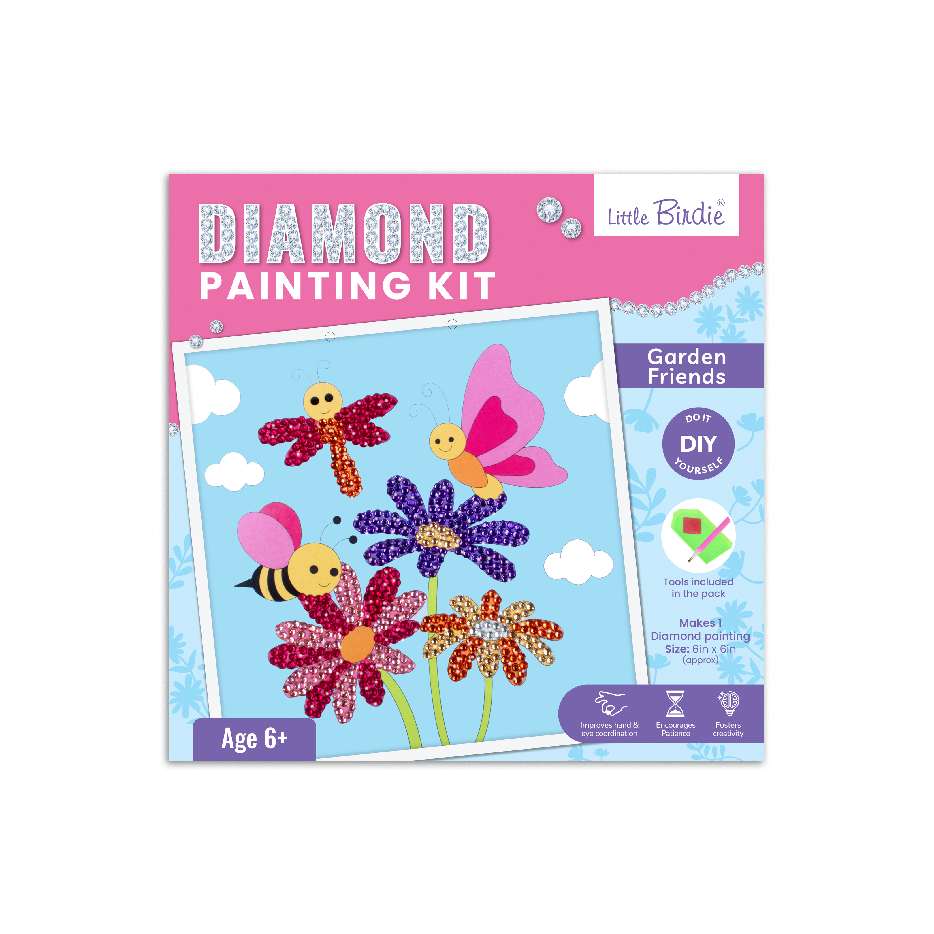 DIY Diamond Painting Kit - Garden Friends, 1 Box