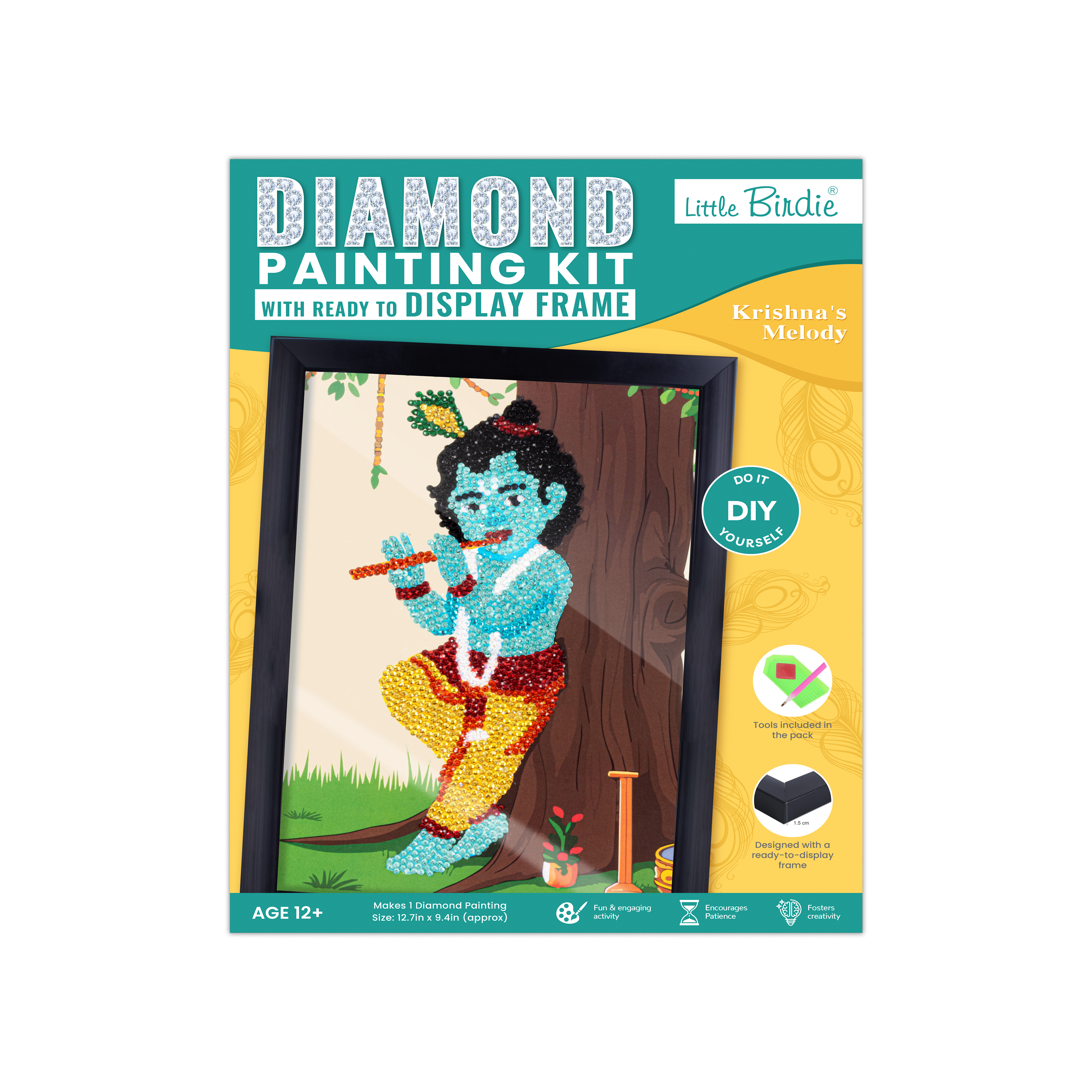 DIY Diamond Painting Kit with frame - Krishnas Melody, 1 Box