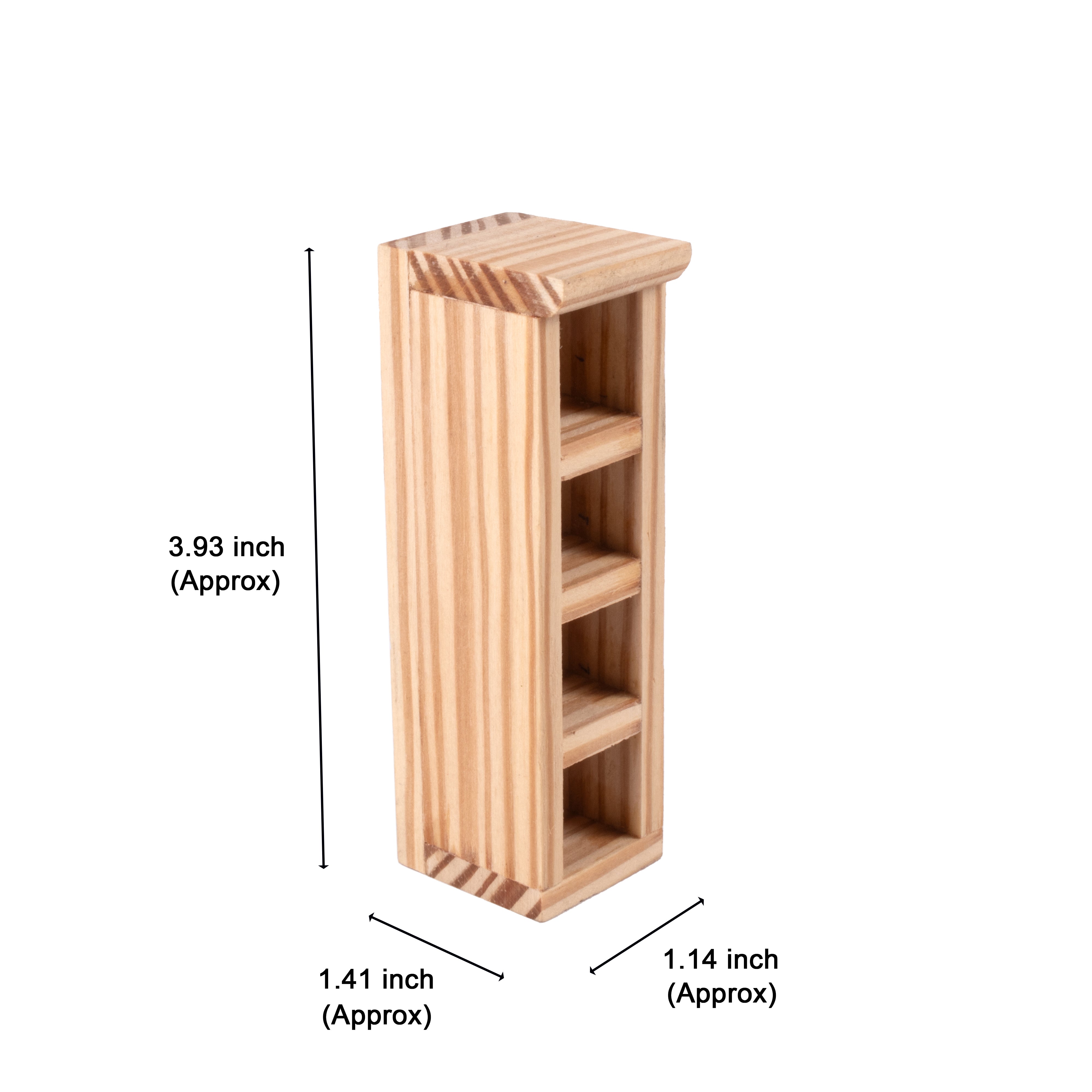 Wooden Miniature Bookshelf Approx L1.14inch x W1.41inch x H3.93inch 1pc