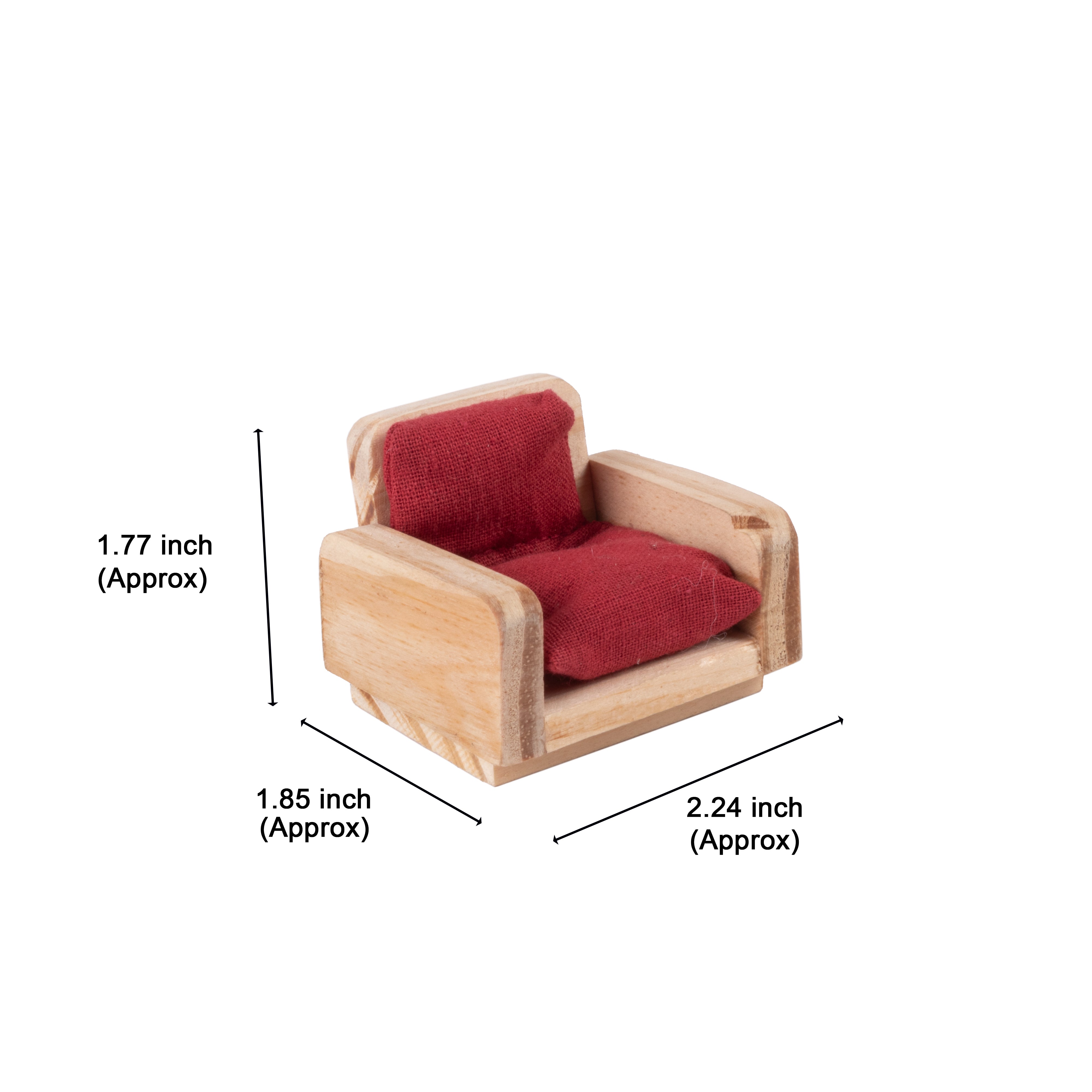 Wooden Miniature Single Sofa Chair Approx L2.24inch x W1.85inch x H1.77inch 2pc