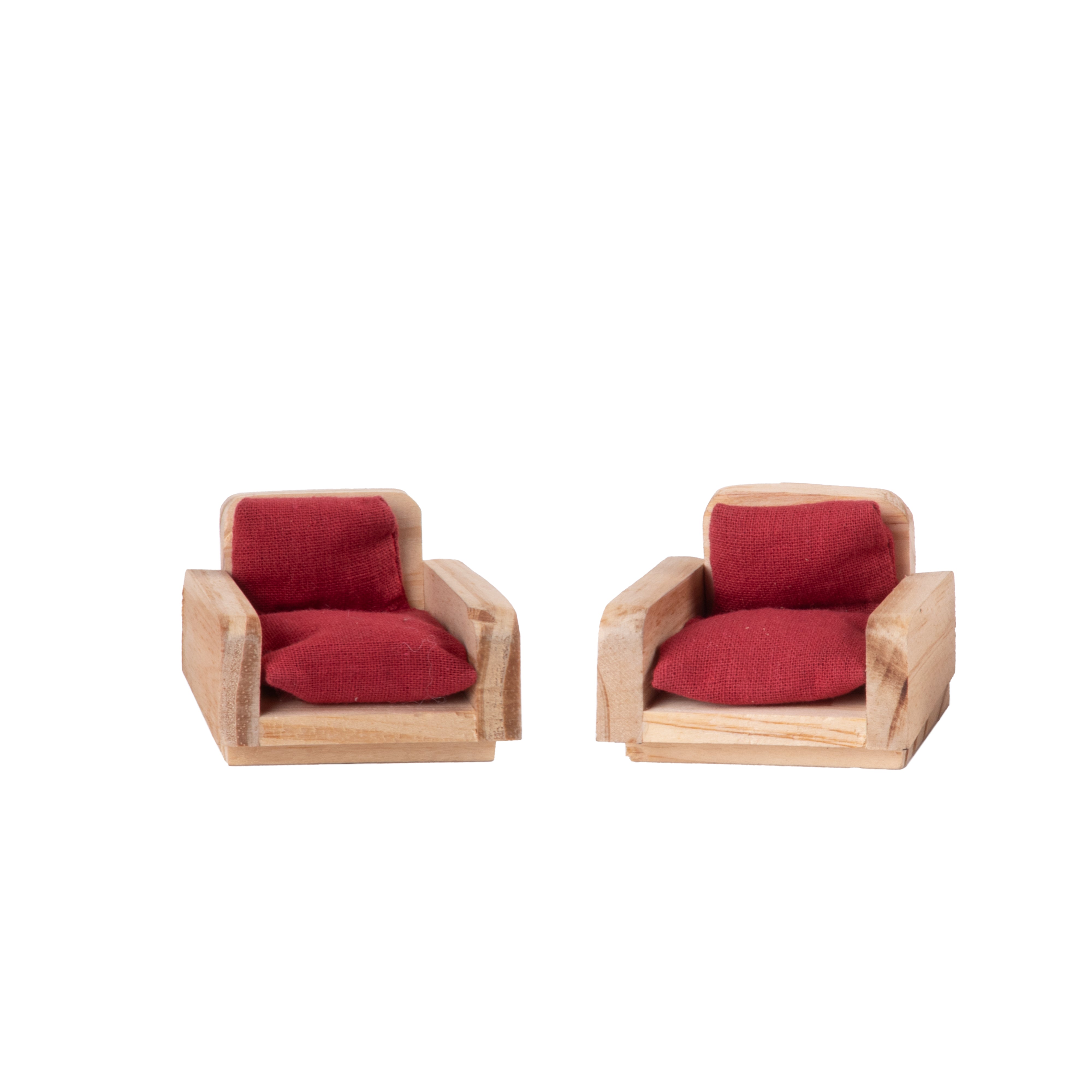 Wooden Miniature Single Sofa Chair Approx L2.24inch x W1.85inch x H1.77inch 2pc