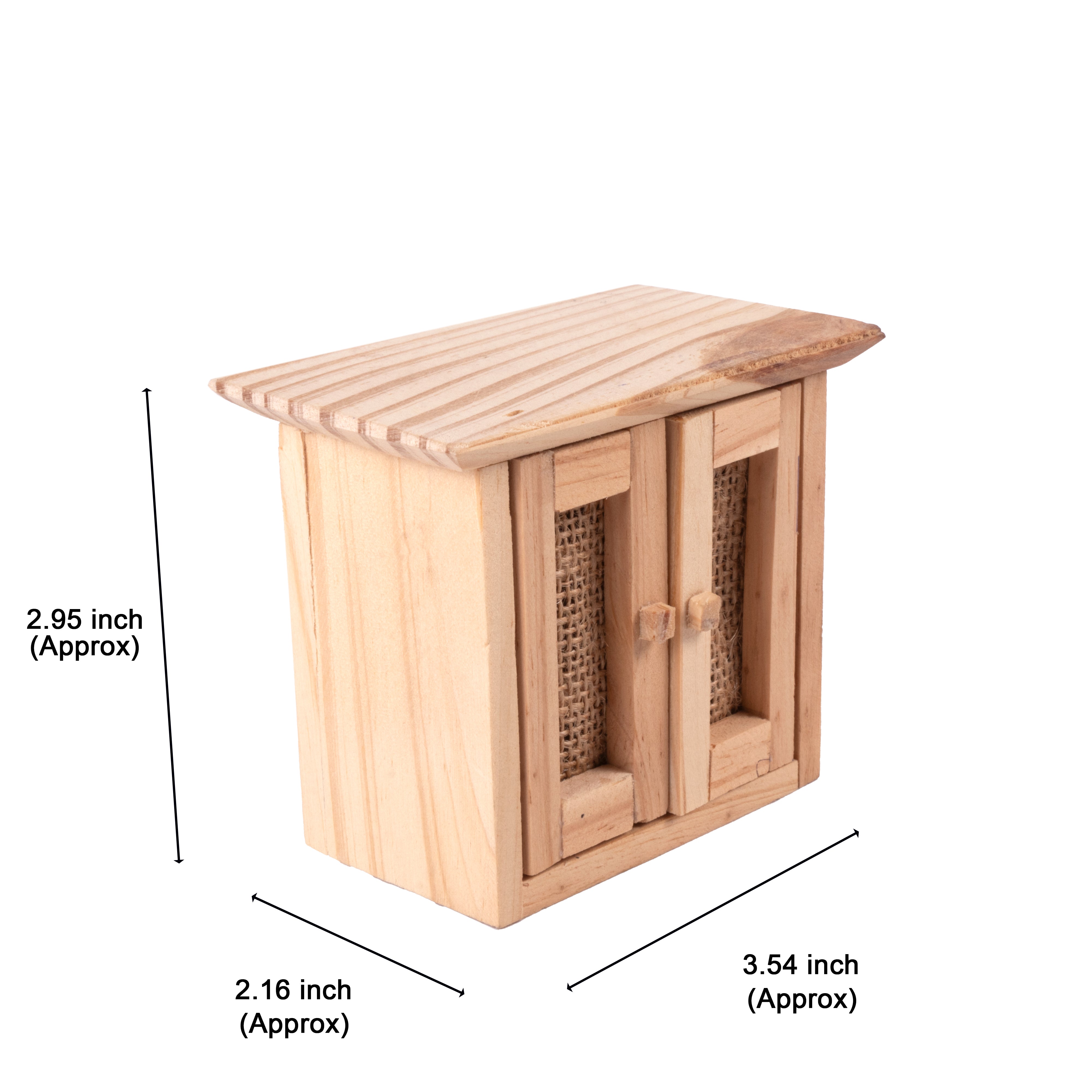 Wooden Miniature Cabinet With Mesh Door Approx L3.54inch x W2.16inch x H2.95inch 1pc