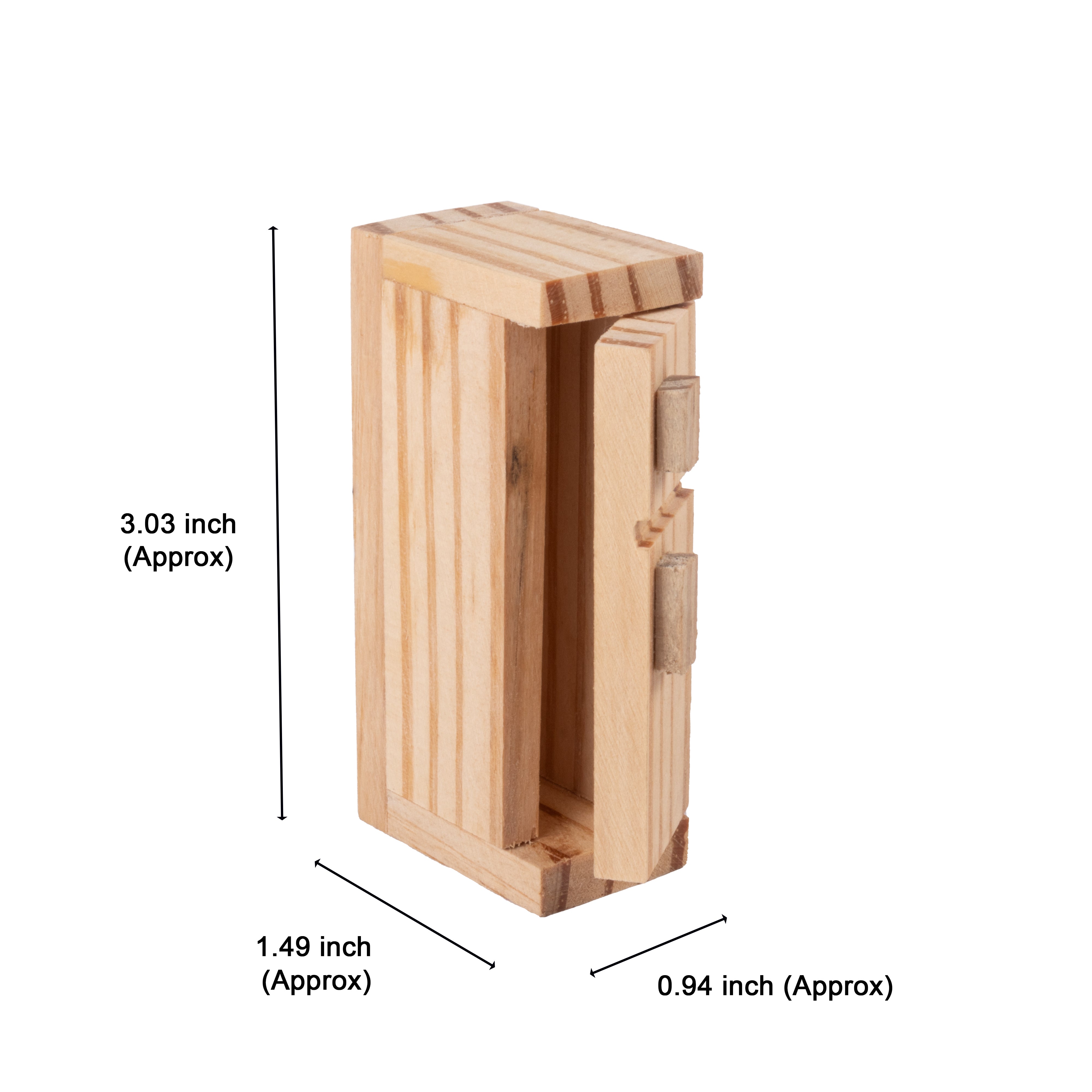Wooden Miniature Fridge Approx L0.94inch x W1.49inch x H3.03inch 1pc