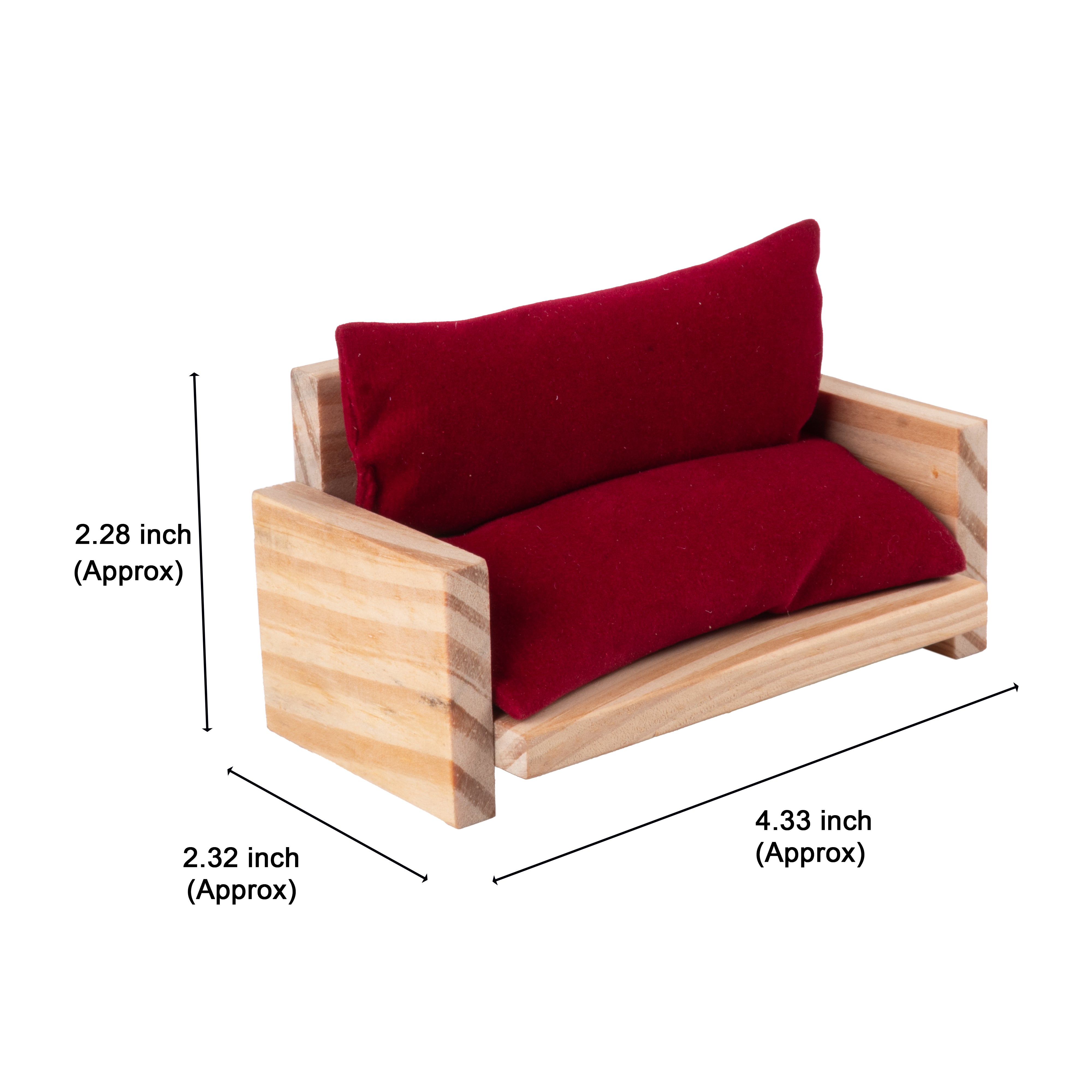Wooden Miniature 2 Seater Sofa Approx L4.33inch x W2.32inch x H2.28inch 1pc