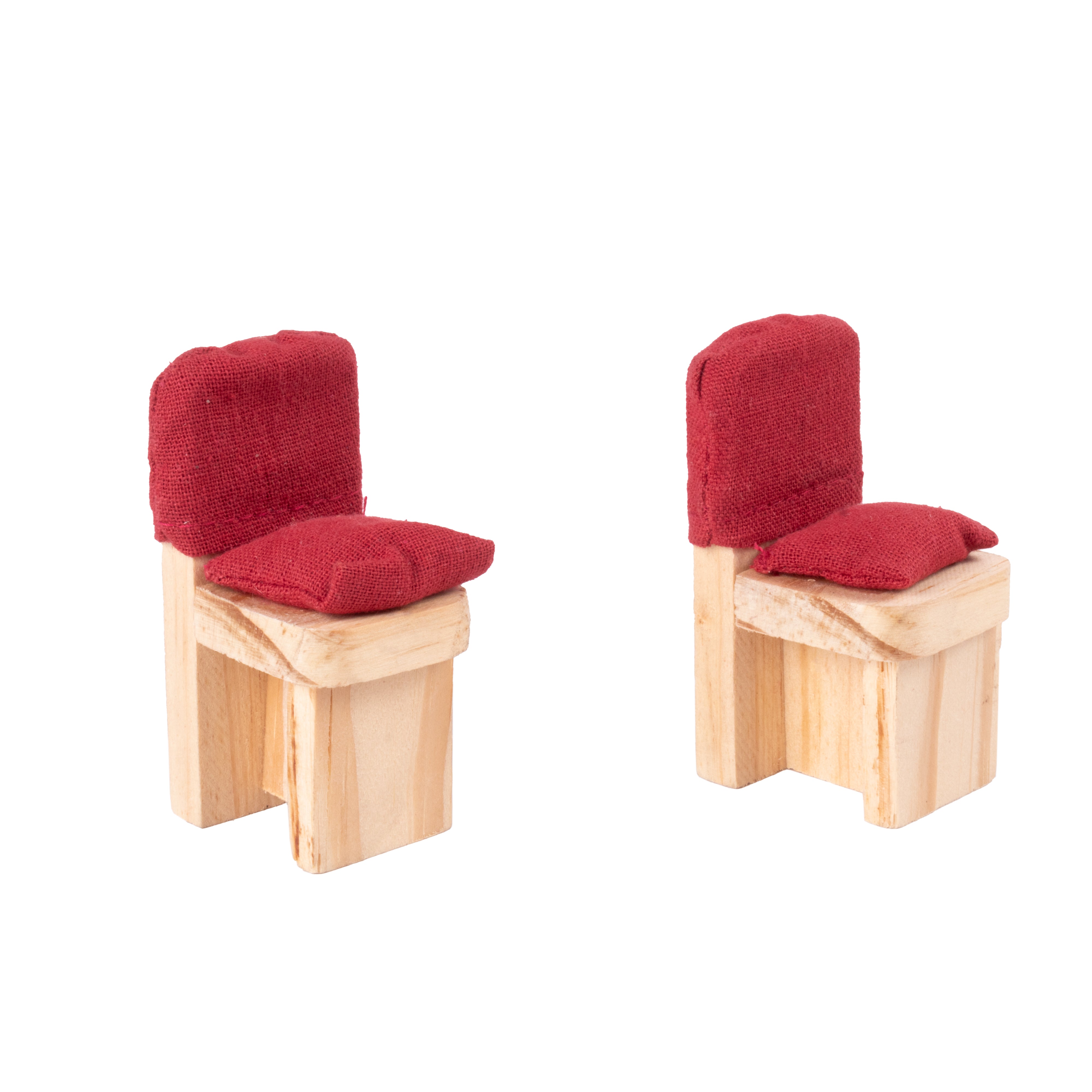 Wooden Miniature Chair With Cushion Approx L1.18inch x W1.5inch x H2.55inch 2pc