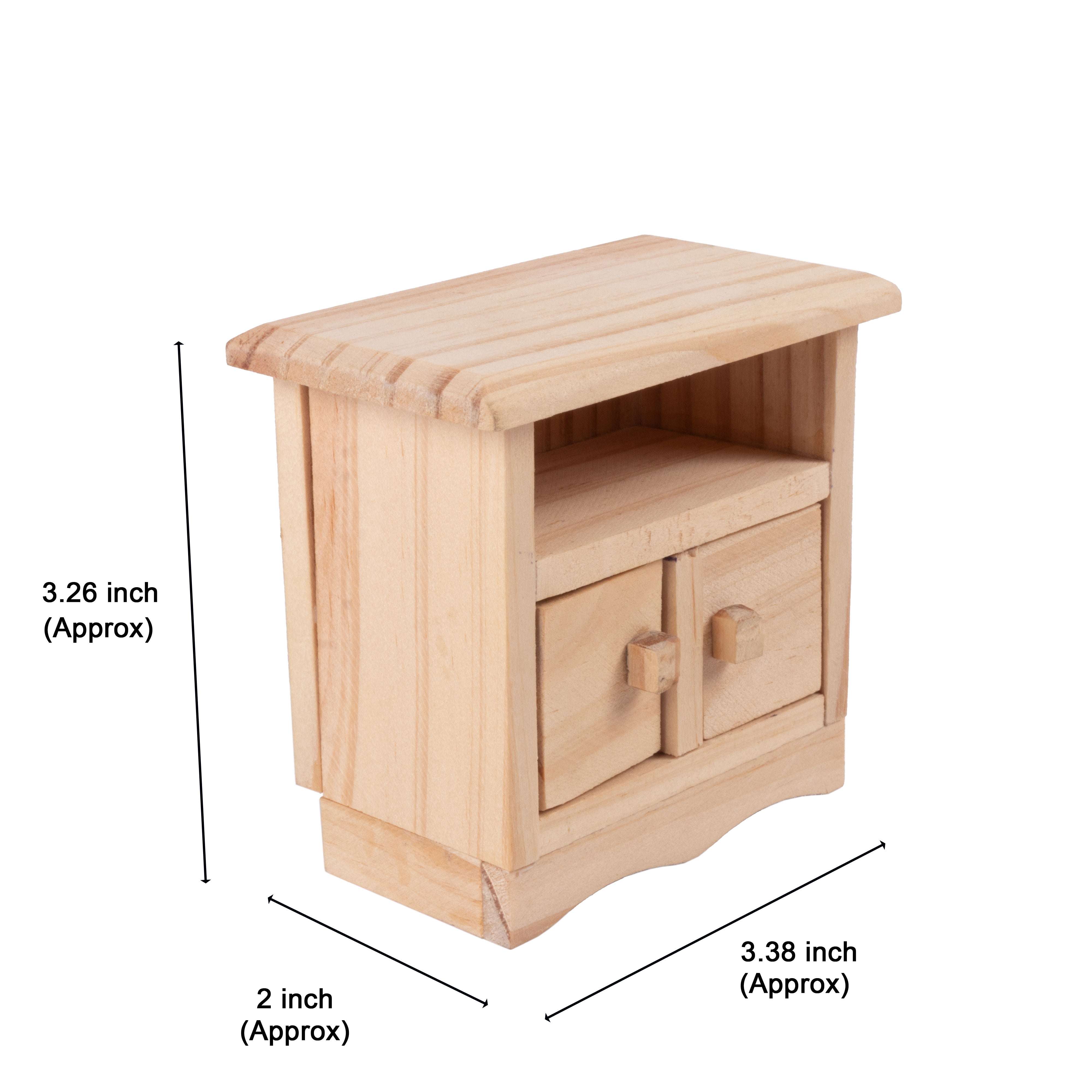 Wooden Miniature Two Door Storage Cabinet Approx L3.38inch x W2inch x H3.26inch 1pc