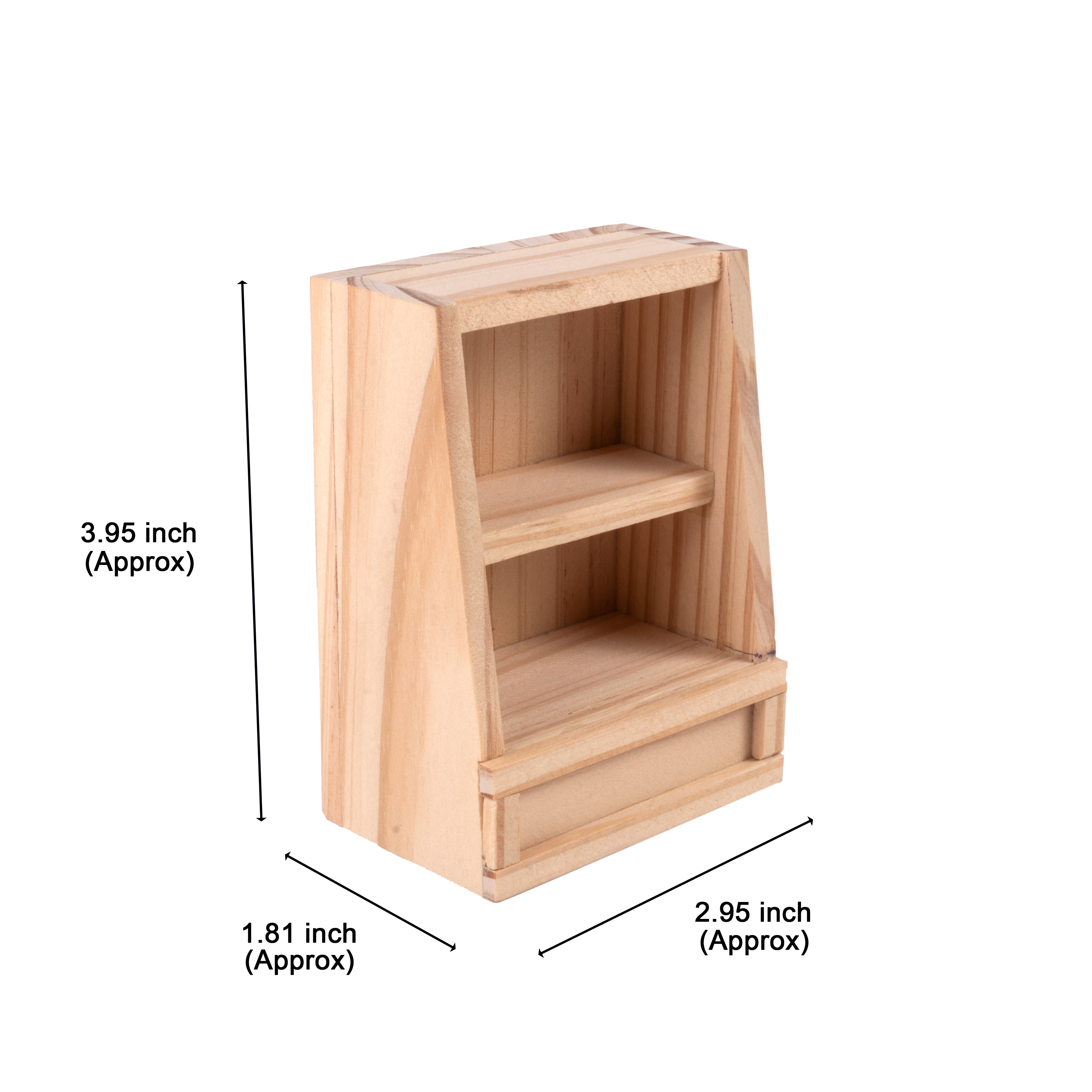 Wooden Miniature Shelf Approx L2.95inch x W1.25inch x H3.03inch 1pc