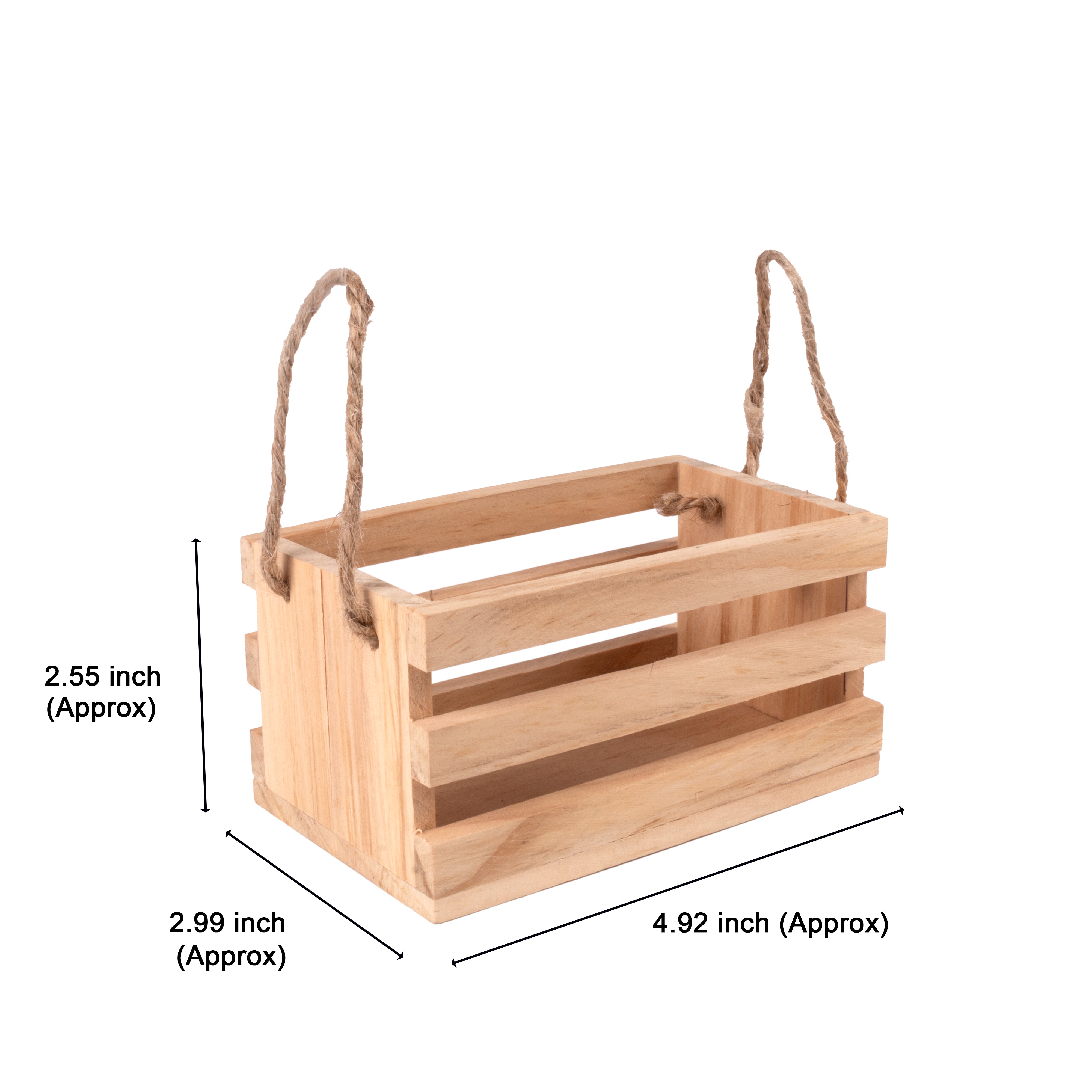 Wooden Miniature Slatted Basket Approx L4.92inch x W2.99inch x H2.55inch 1pc