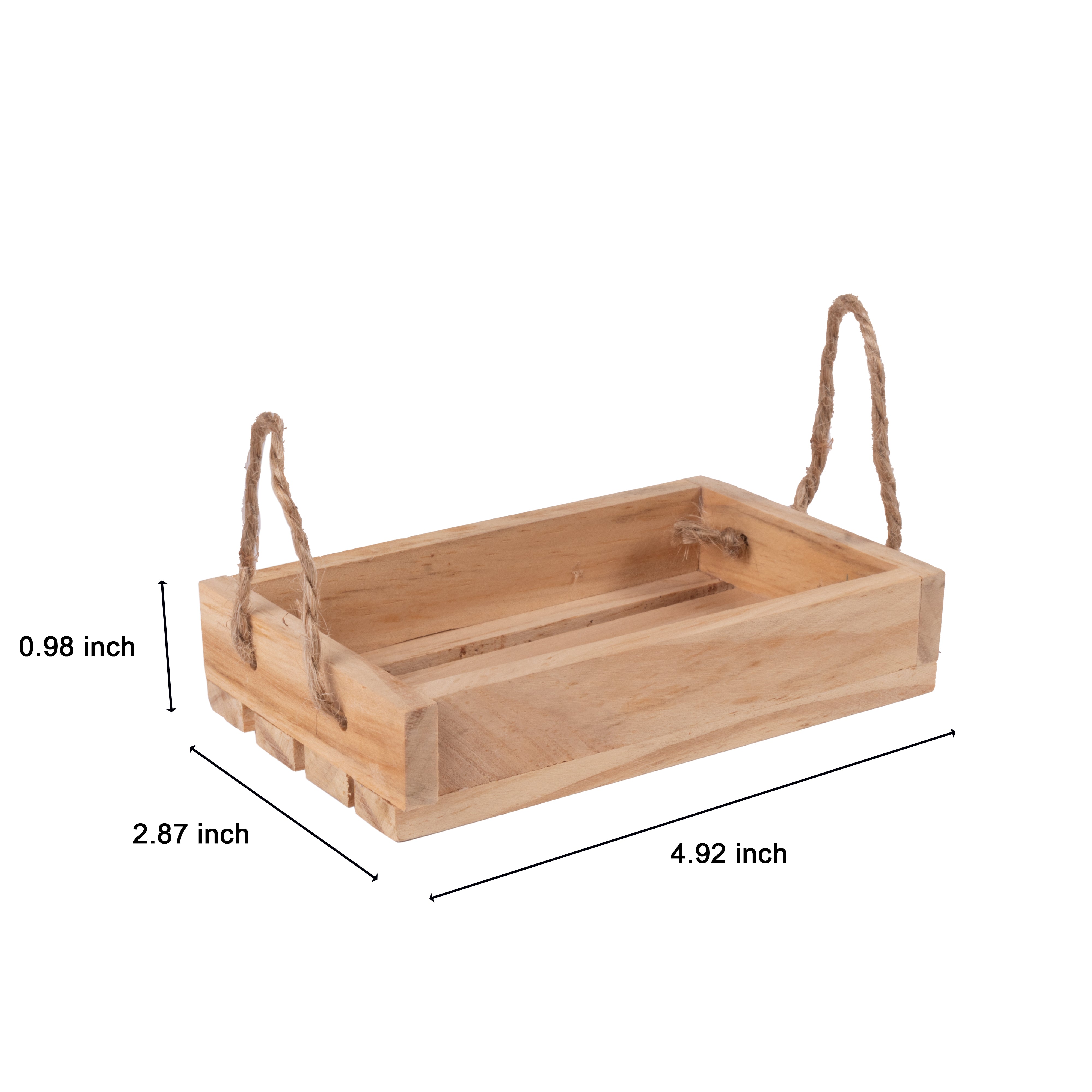 Wooden Miniature Slatted Shallow Basket Approx L2.87Inch x W4.92Inch x H0.98inch 1pc