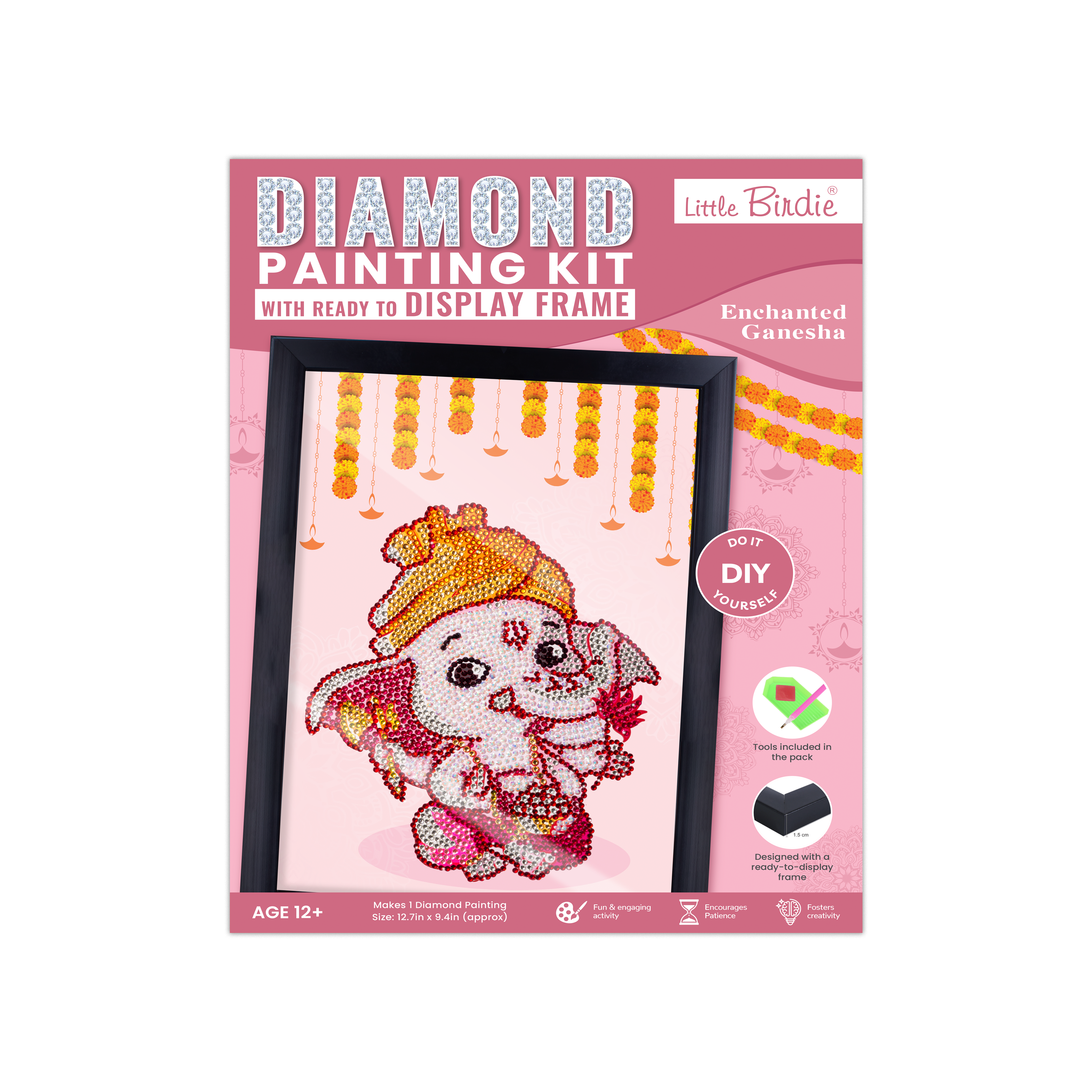 DIY Diamond Painting Kit with frame - Enchanted Ganesha, 1 Box
