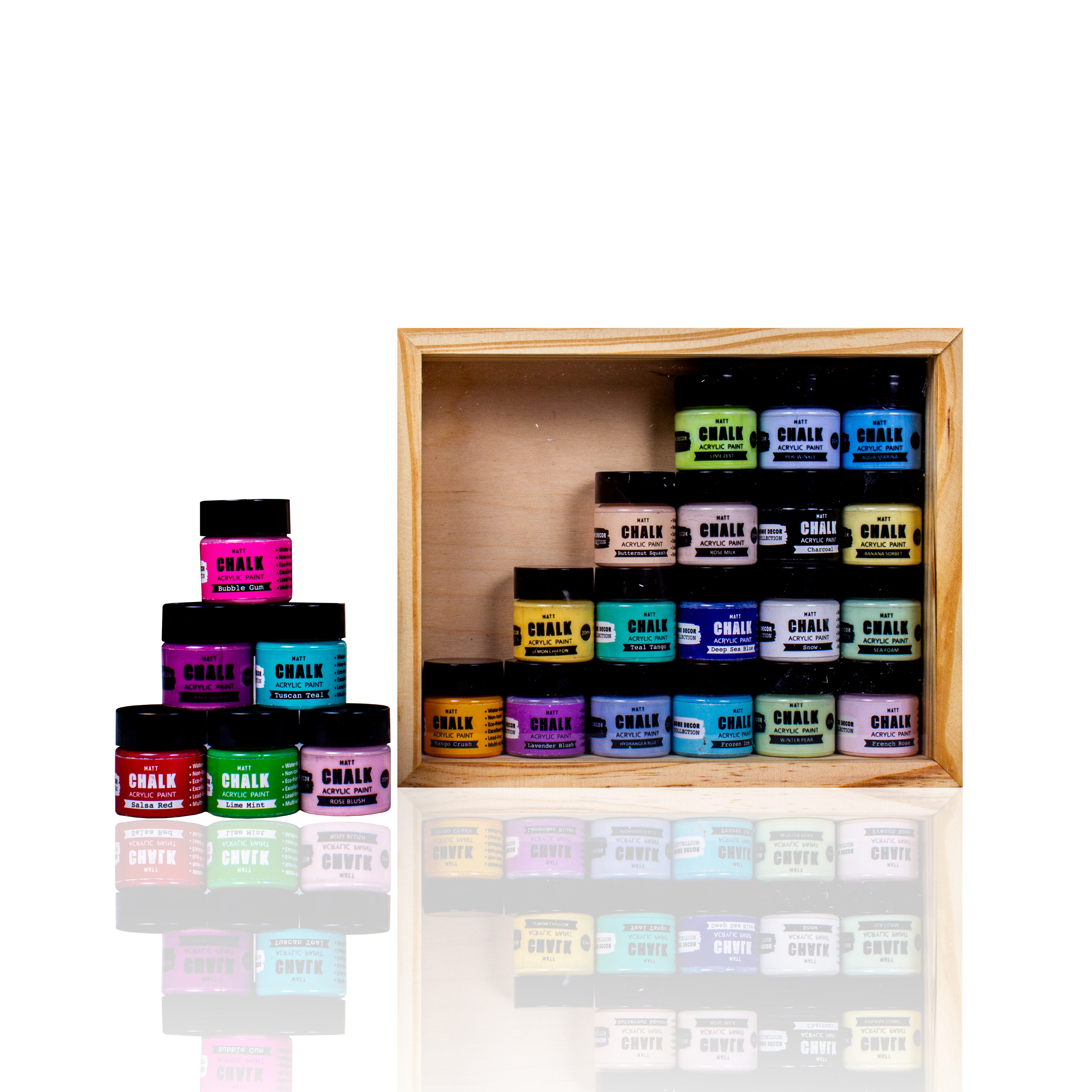 Home Decor Chalk Paint Collectors Edition 24 Shades X 20ml MDF Box With Acrylic Lid