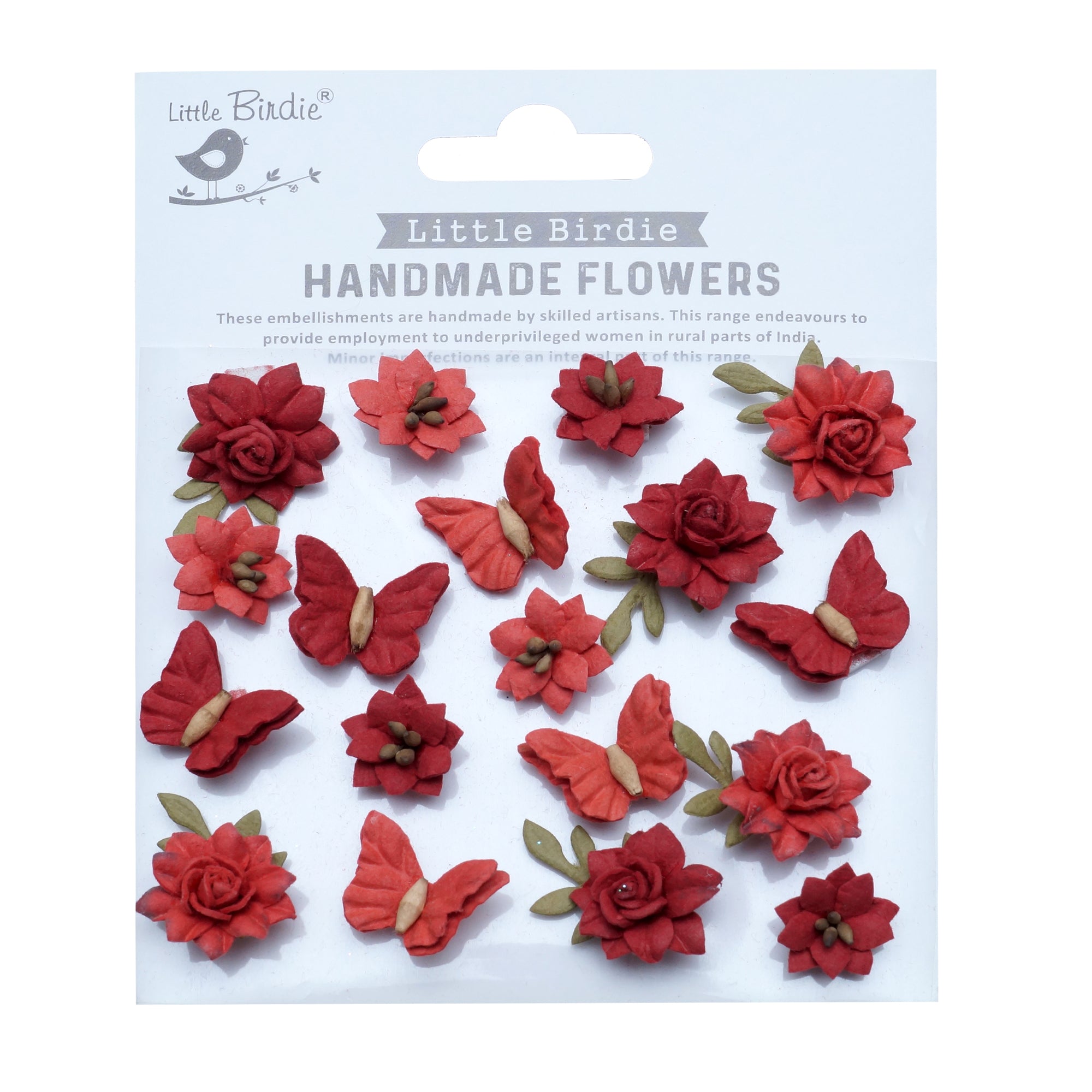 Handmade Flowers Cloria Scarlet Blend 18pc